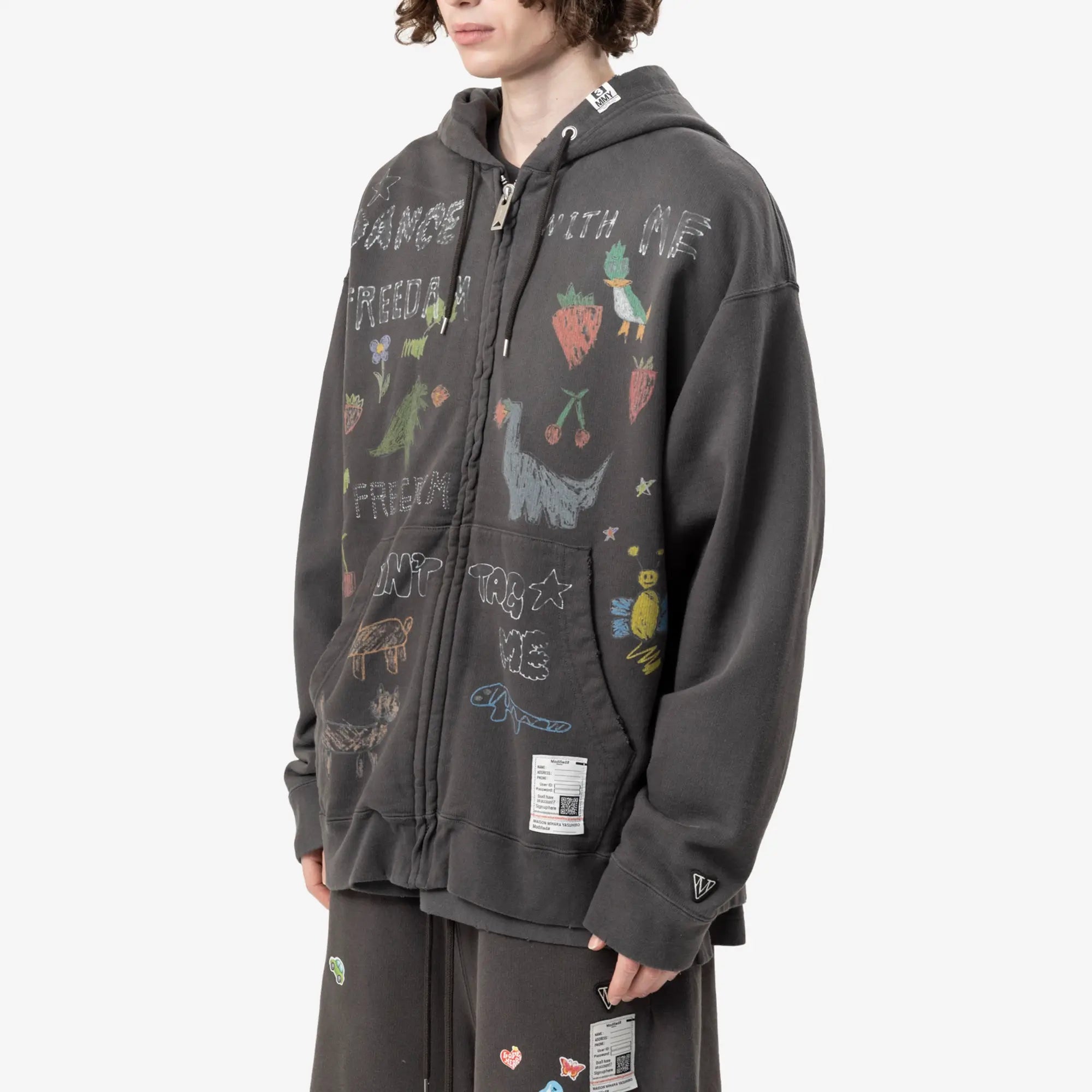 Mihara Yasuhiro Kids Doodle Hoody Black - 3