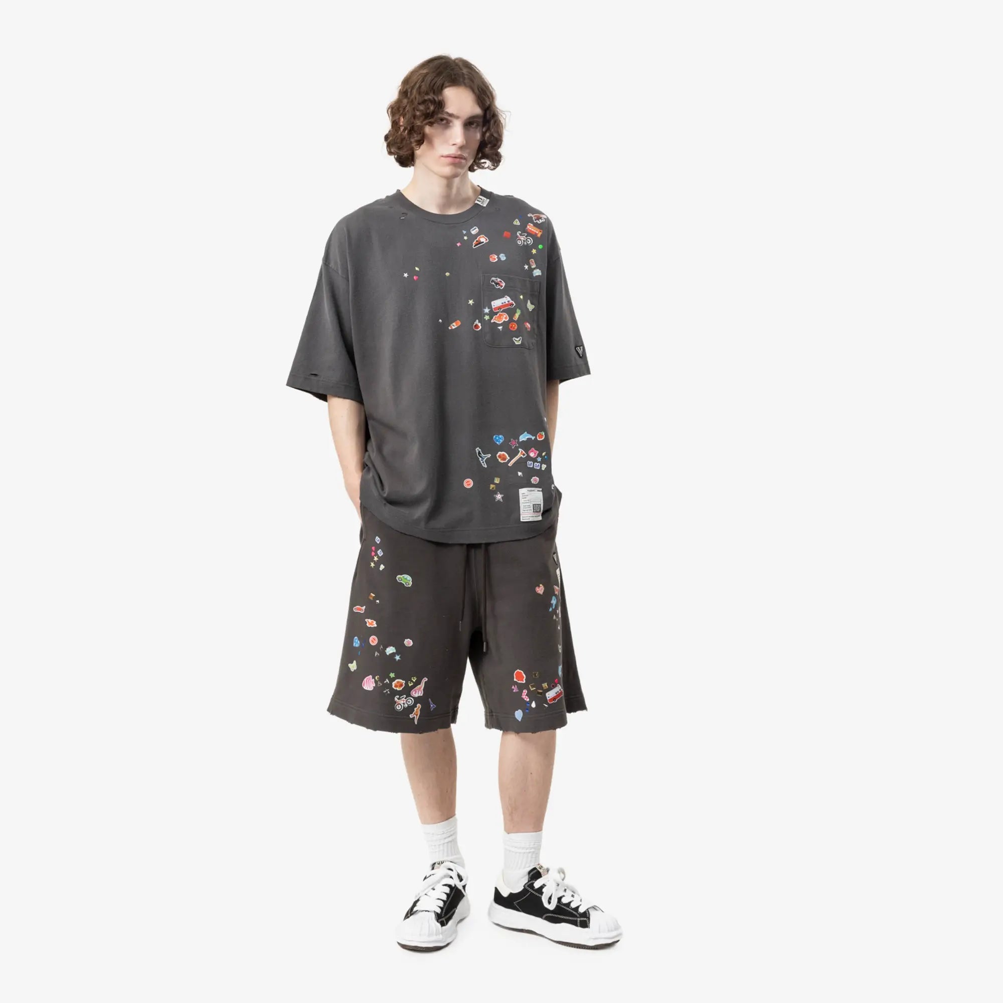 Mihara Yasuhiro Kids Sticker T-Shirt Black - 2