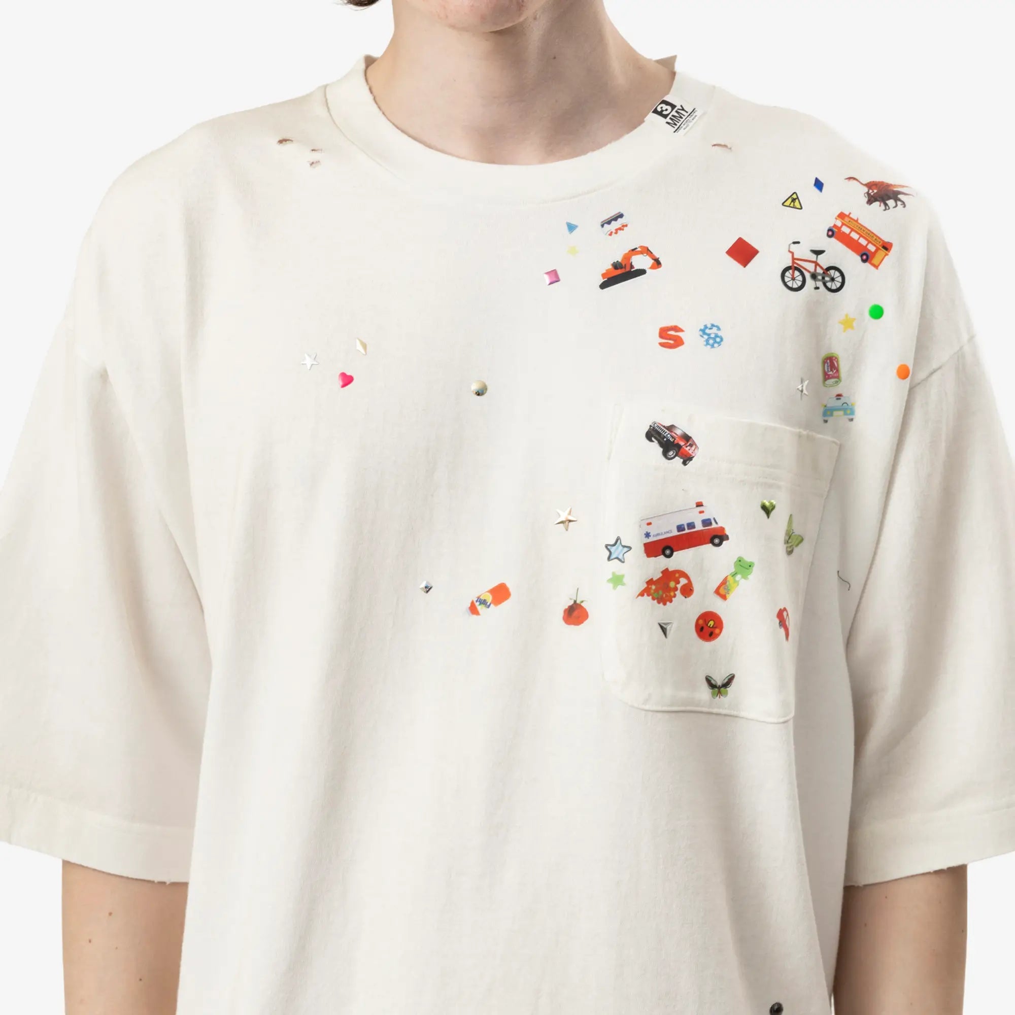 Mihara Yasuhiro Kids Sticker T-Shirt White - 5