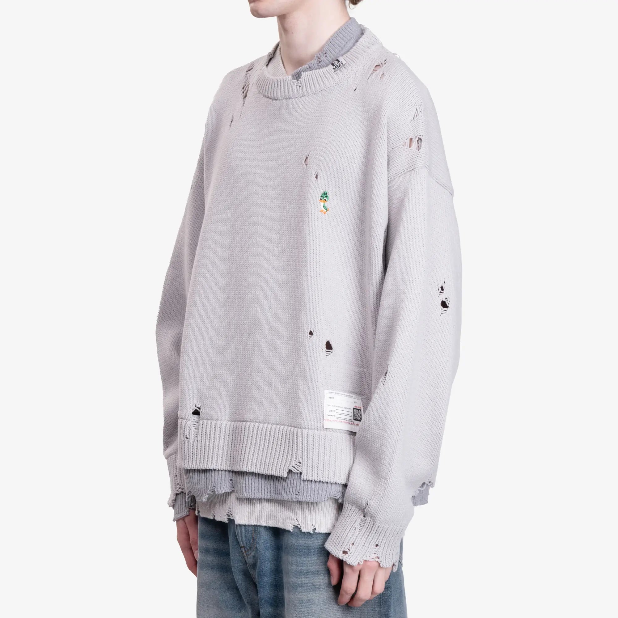 Mihara Yasuhiro Layered Knit Sweater Grey - 3