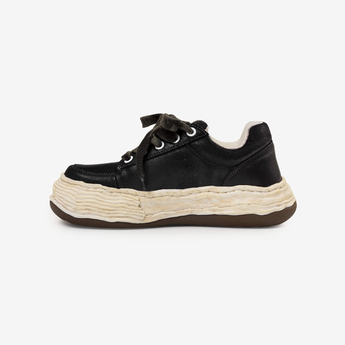 Mihara Yasuhiro Oliver Waxed Suede Low-Top Sneakers Black-4