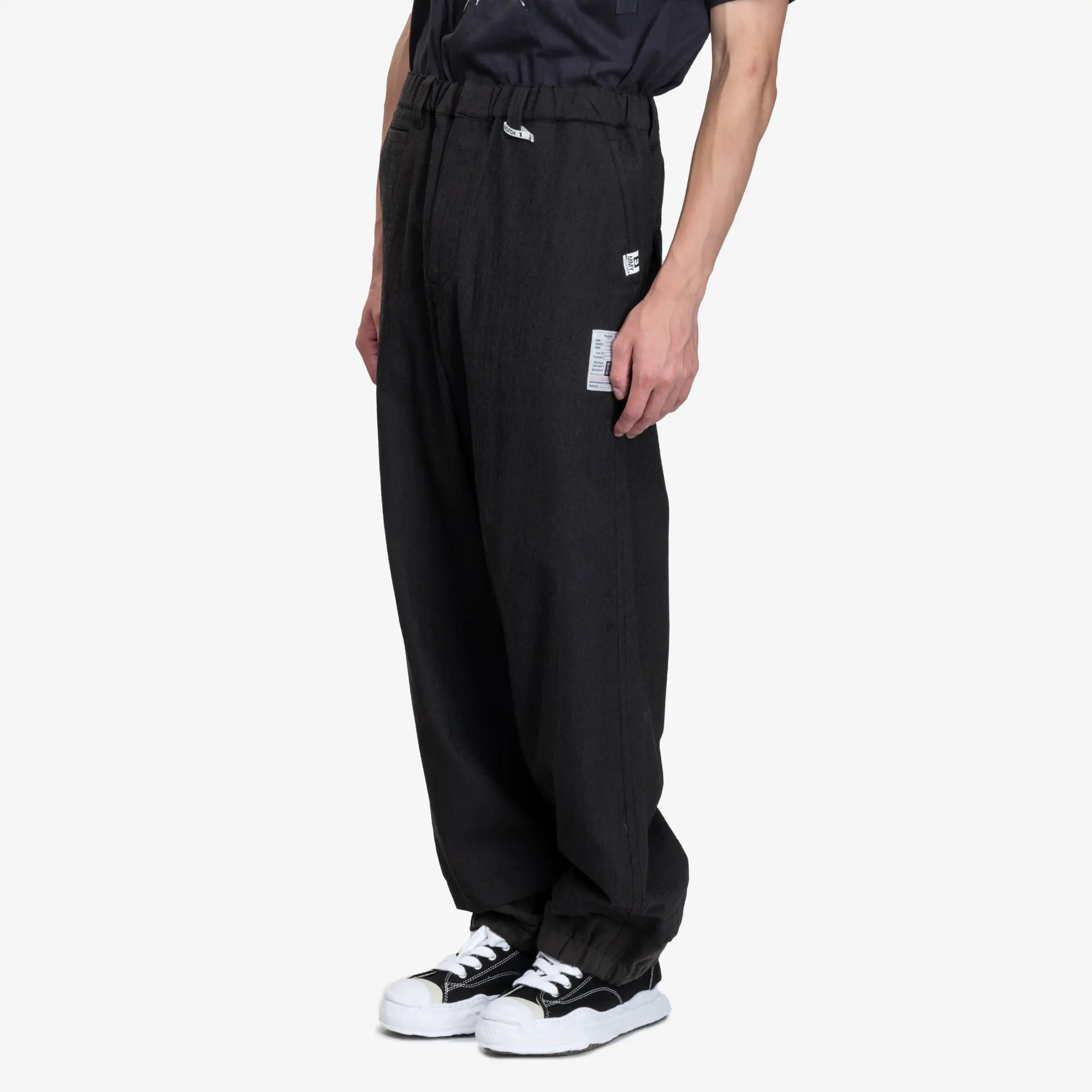 Mihara Yasuhiro Sleeve Layered Wool Trousers Black - 3
