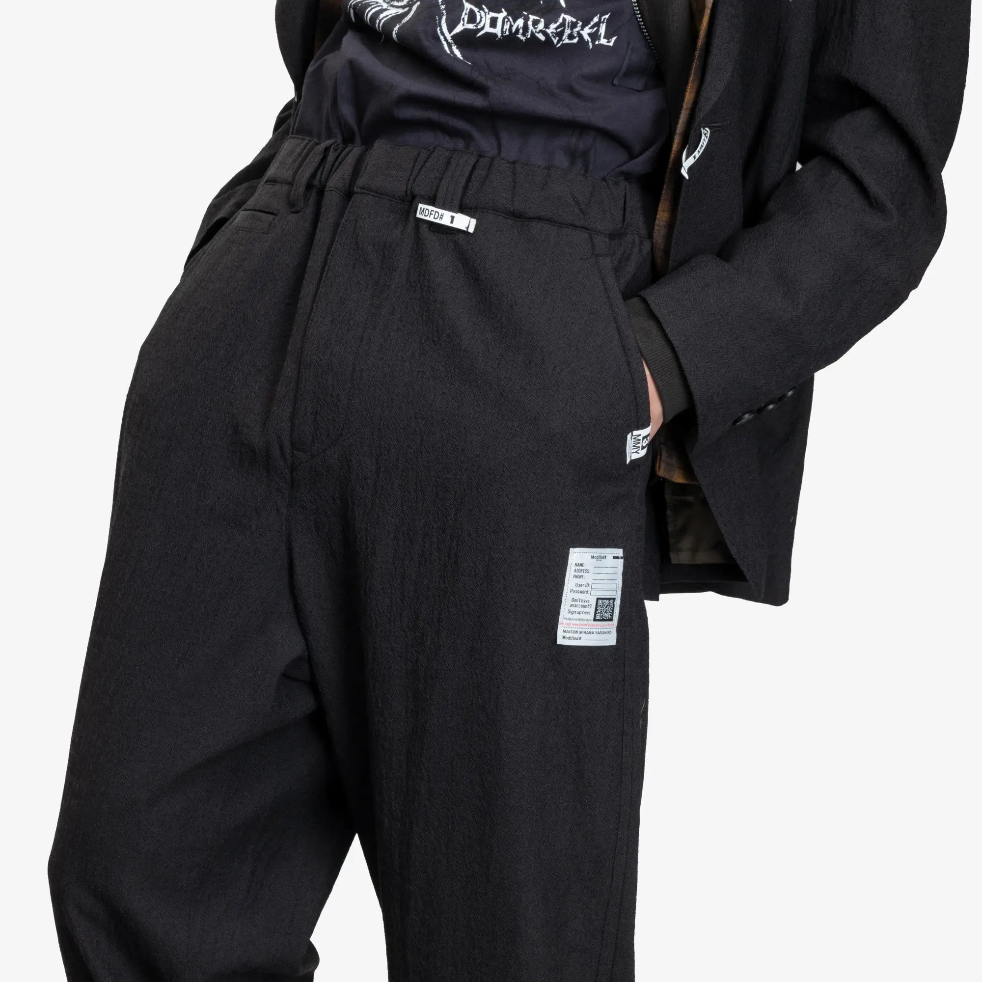 Mihara Yasuhiro Sleeve Layered Wool Trousers Black - 5