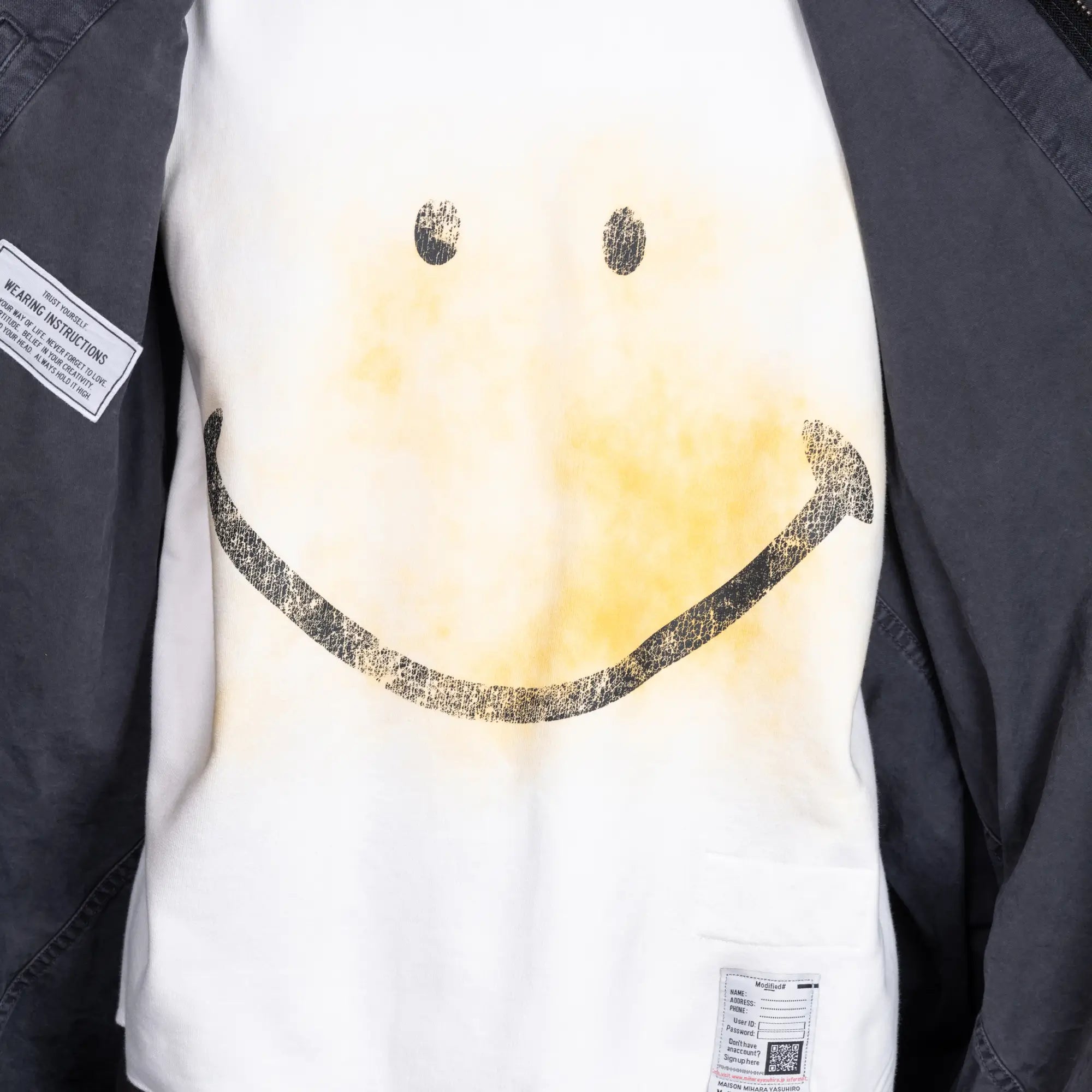 Mihara Yasuhiro Smiley Face Distressed Sweatshirt White - 5