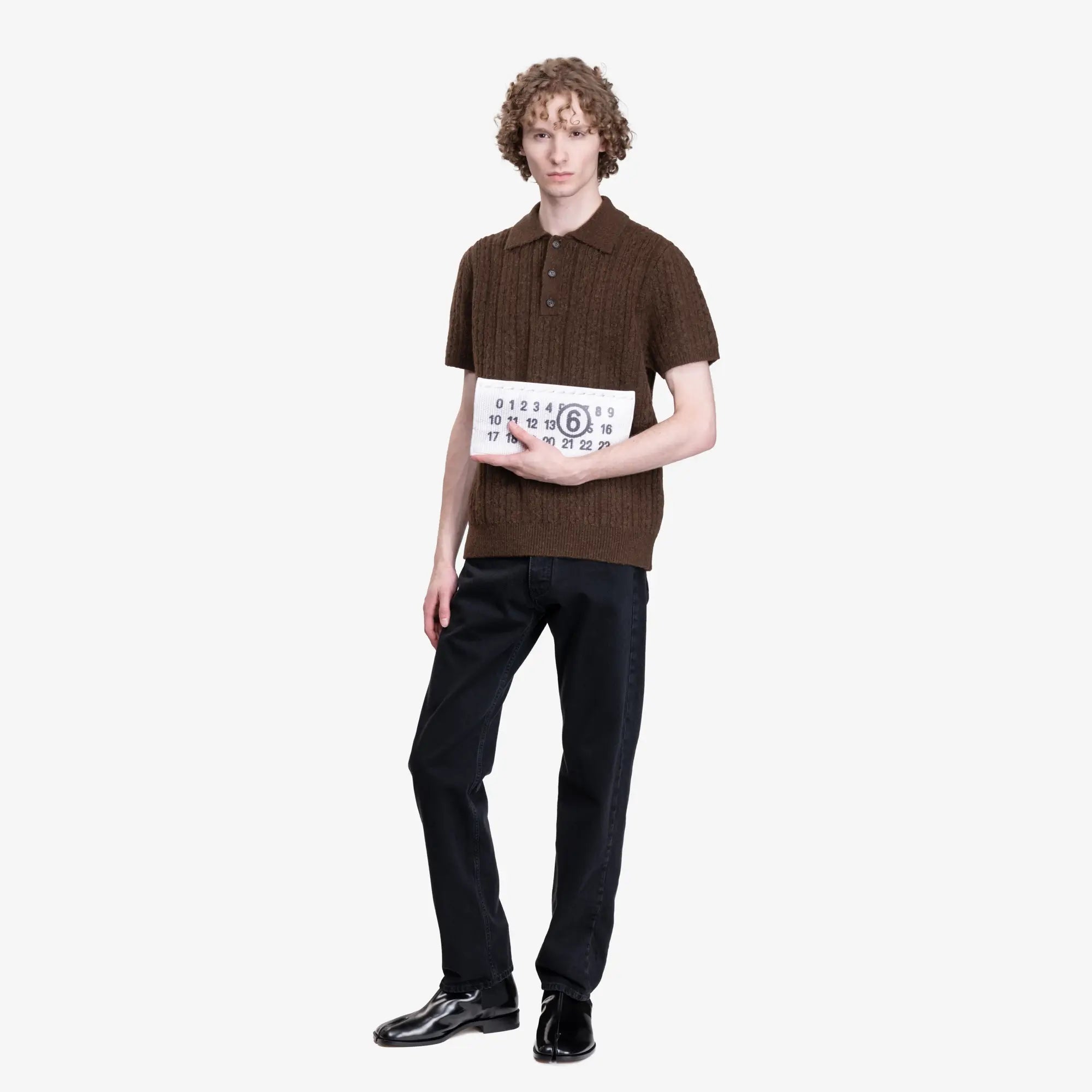 MM6 Cable Knit Polo Brown - 2