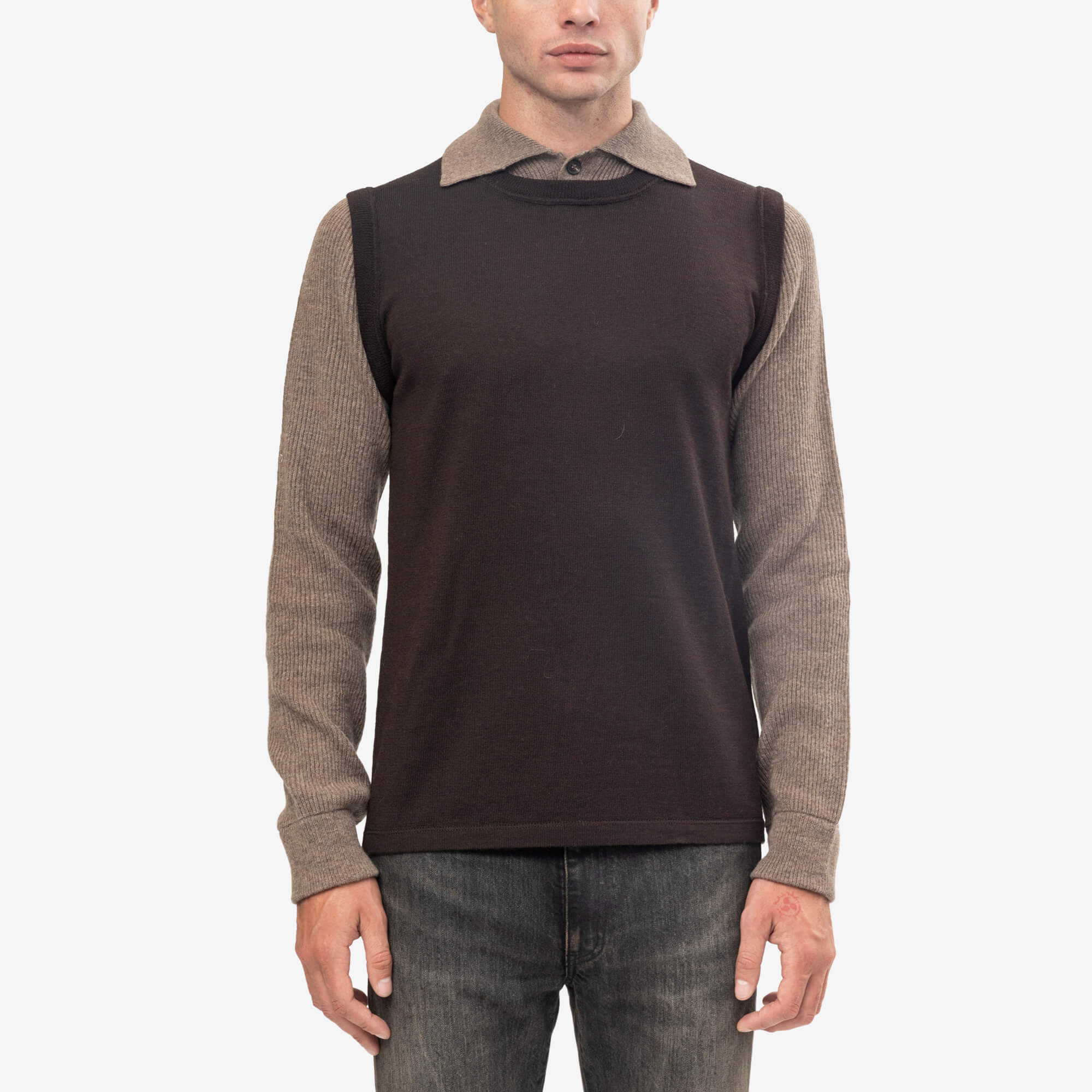 MM6 Combo Polo Shirt Brown/Beige-1