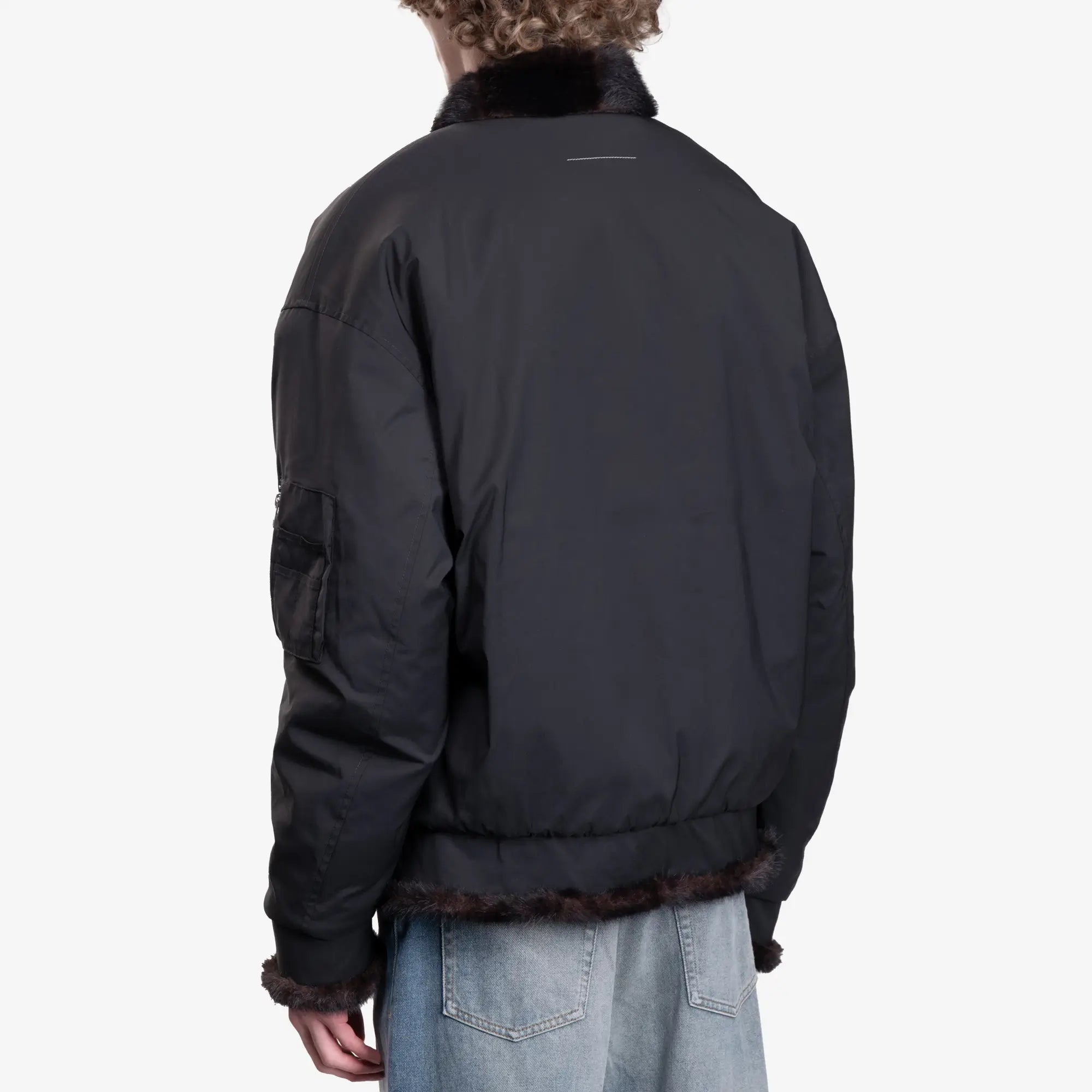 MM6 Faux Fur Reversible Jacket Black - 7