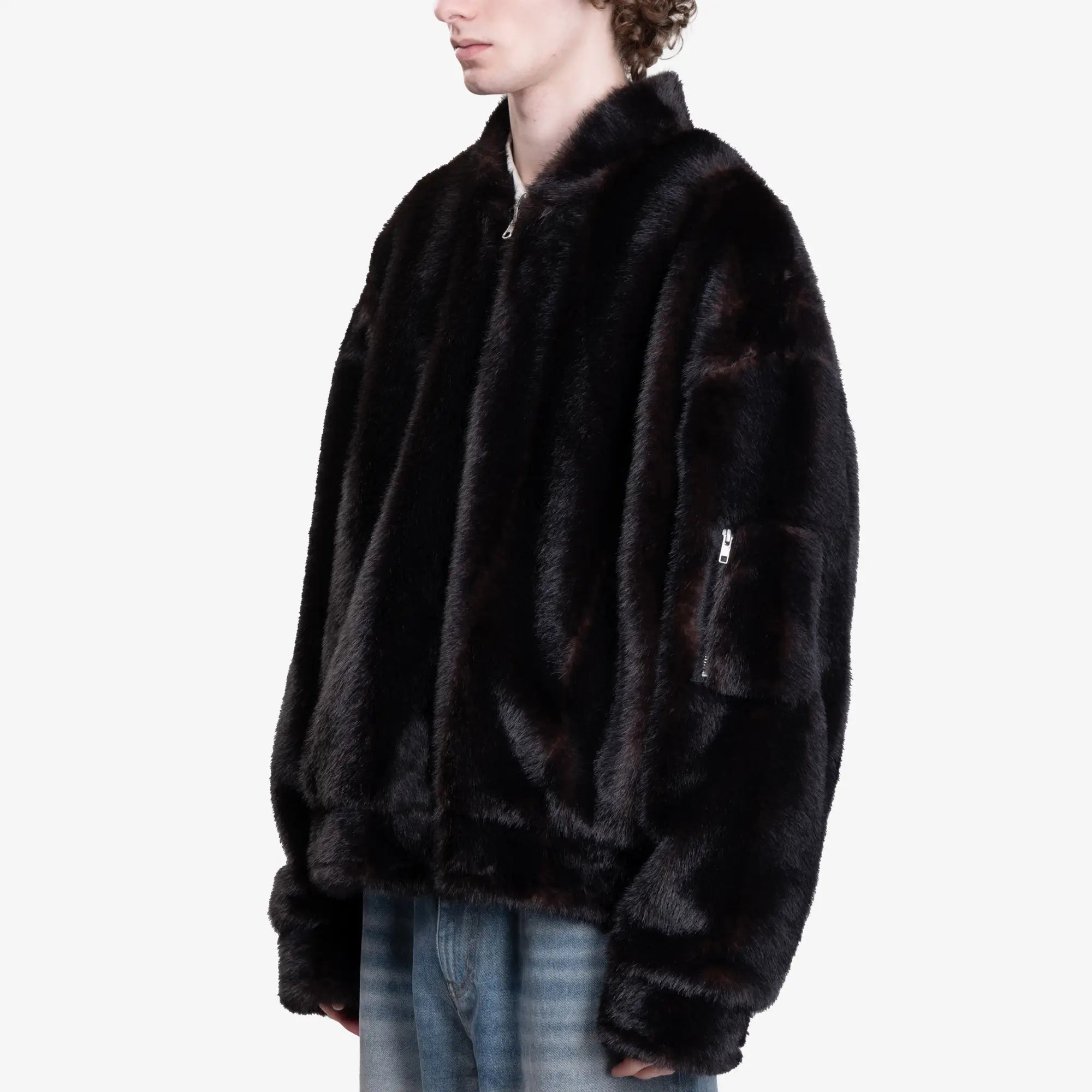 MM6 Faux Fur Reversible Jacket Black - 3