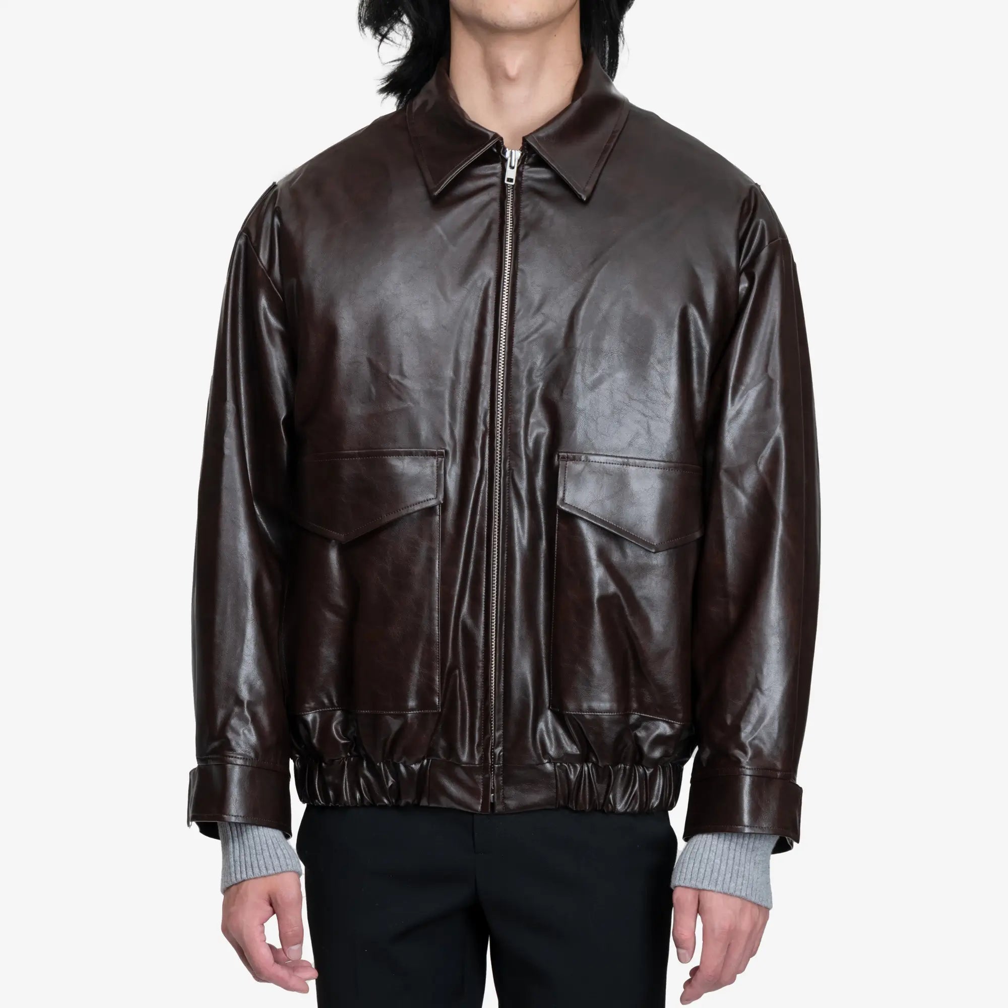 MM6 Faux Leather Jacket Burgundy - 1