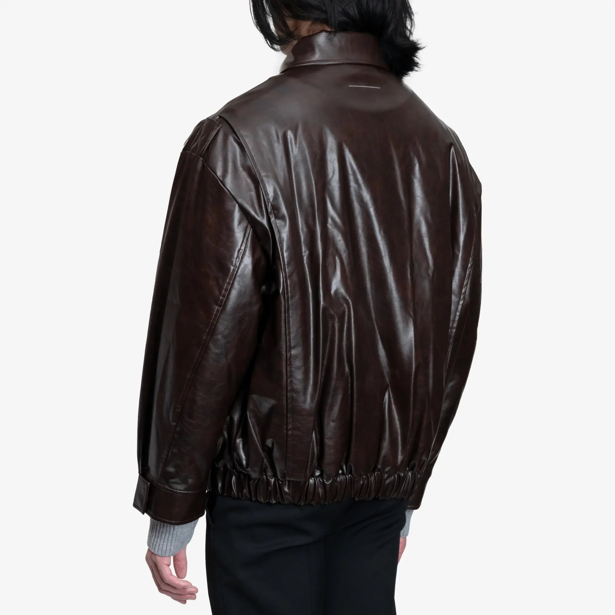 MM6 Faux Leather Jacket Burgundy - 4