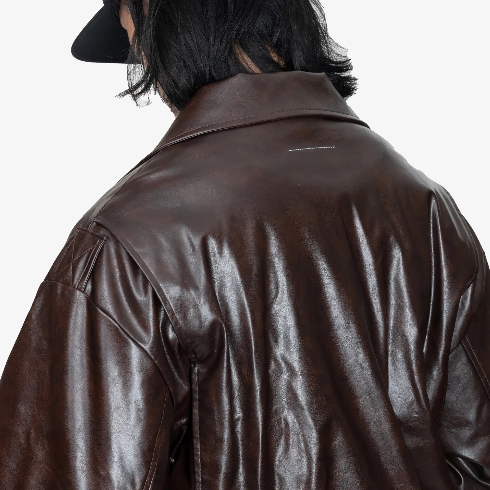 MM6 Faux Leather Jacket Burgundy - 6