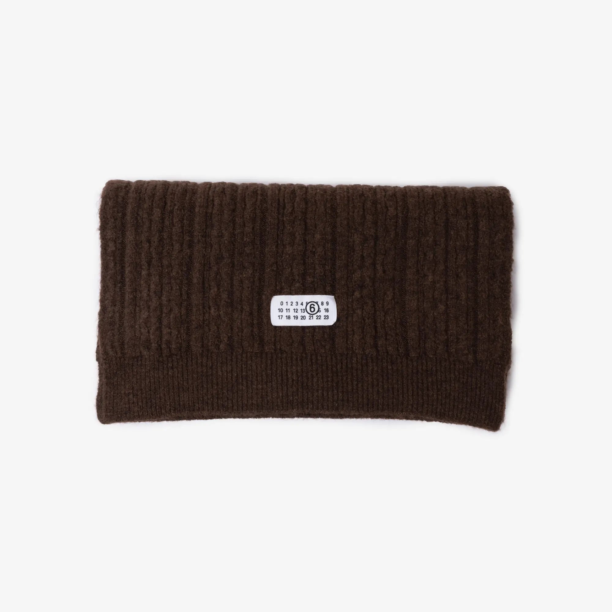 MM6 Numeric Knit Scarf Brown - 1