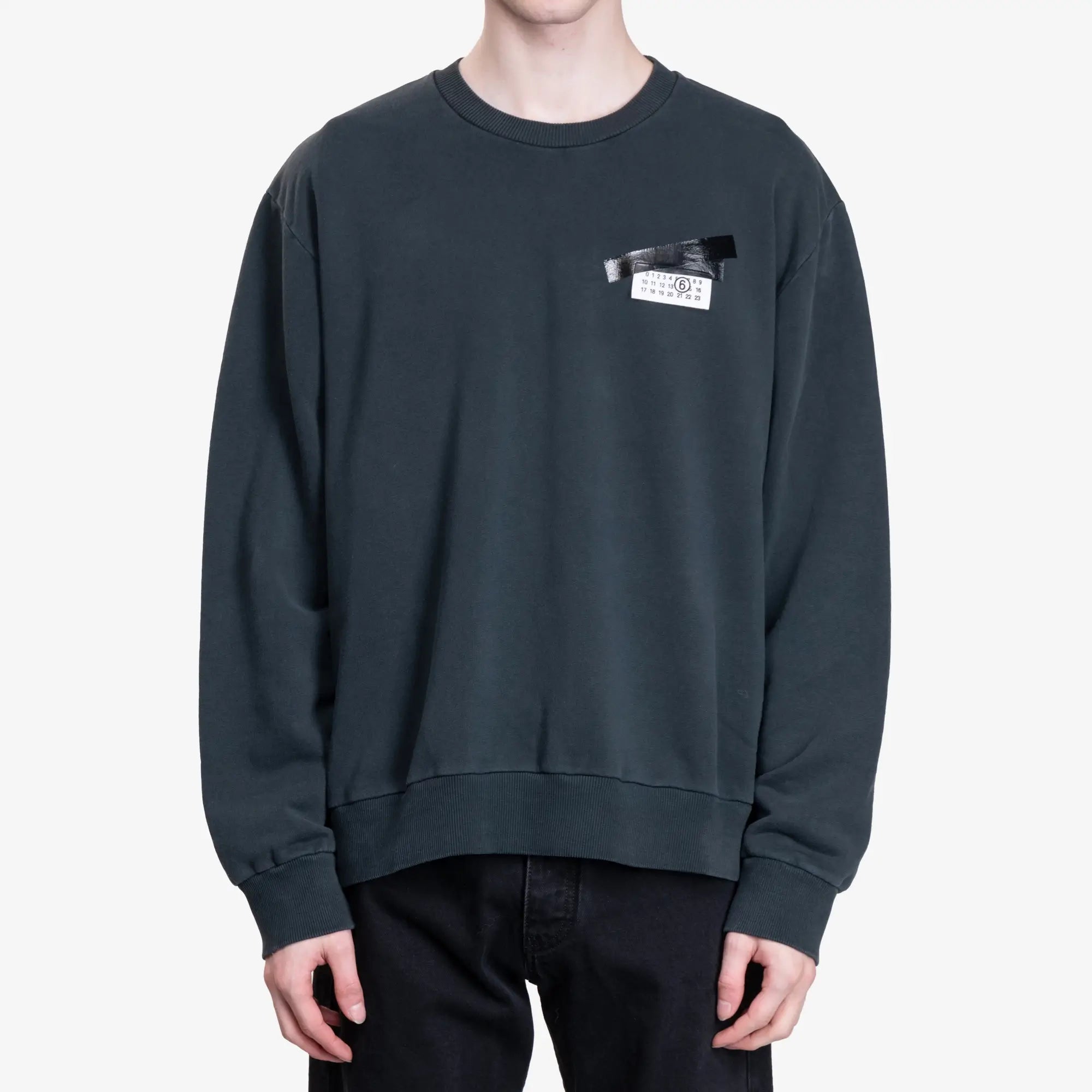 MM6 Numeric Logo Sweatshirt Washed Black - 1