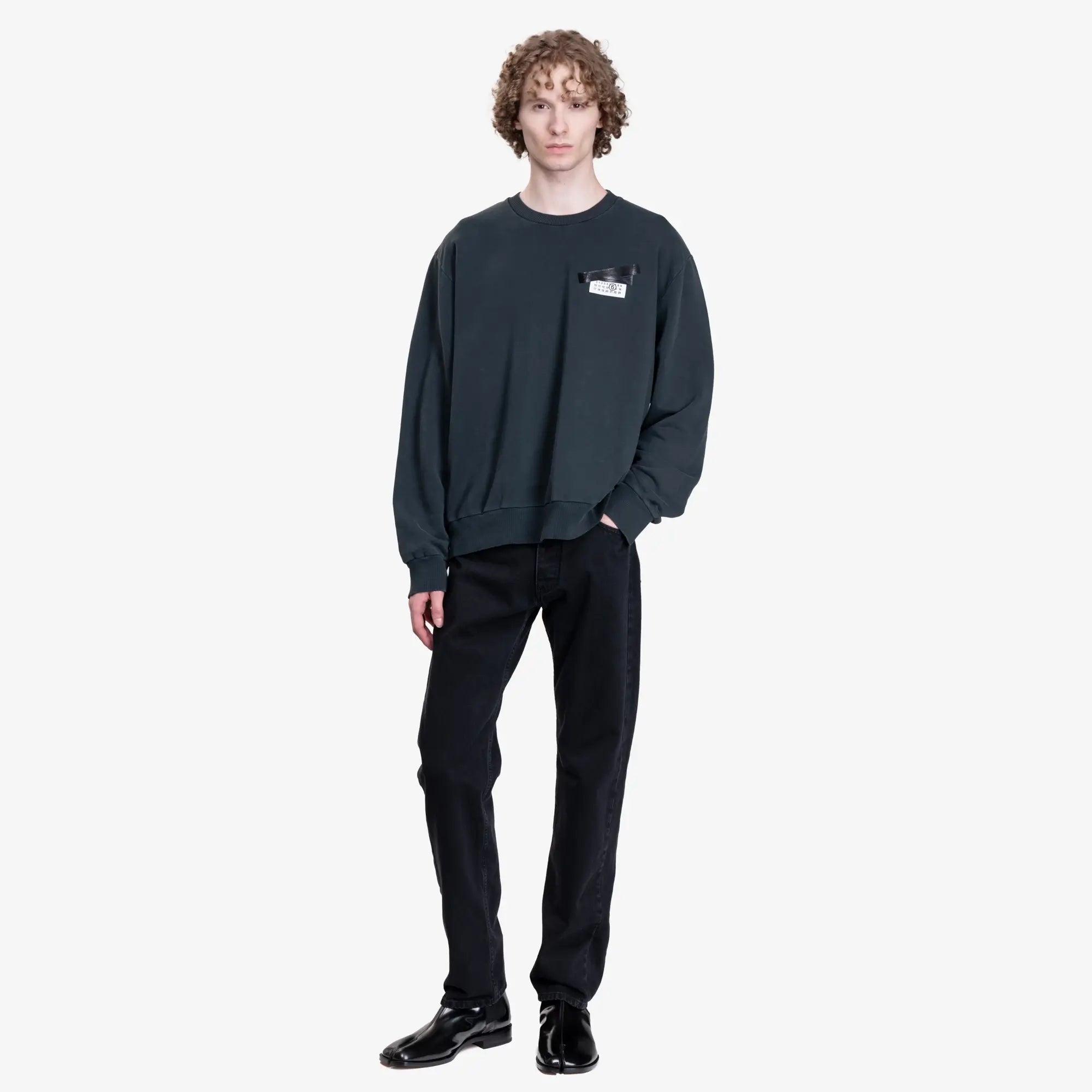 MM6 Numeric Logo Sweatshirt Washed Black - 2