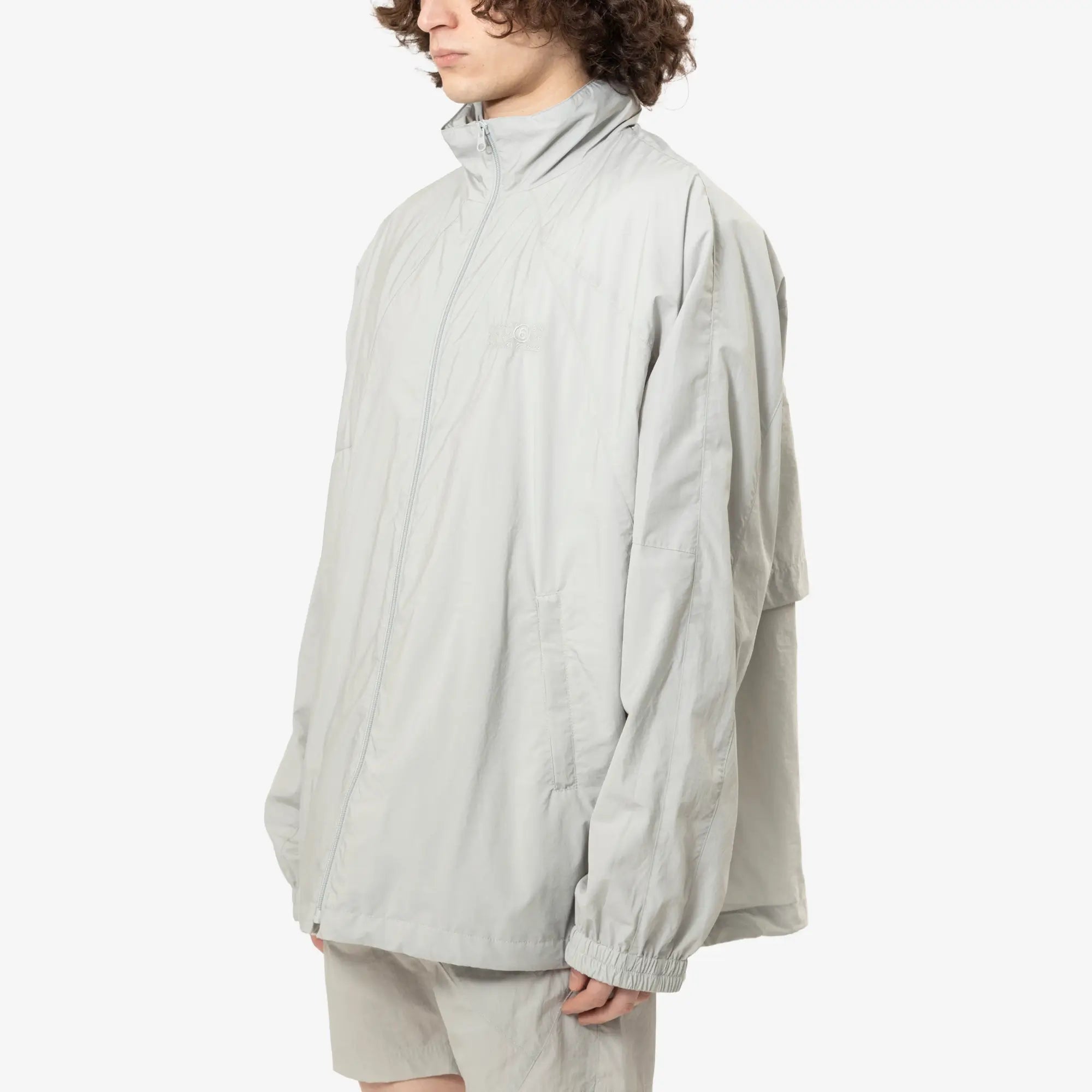 MM6 Nylon Windbreaker Jacket Sage Grey - 3