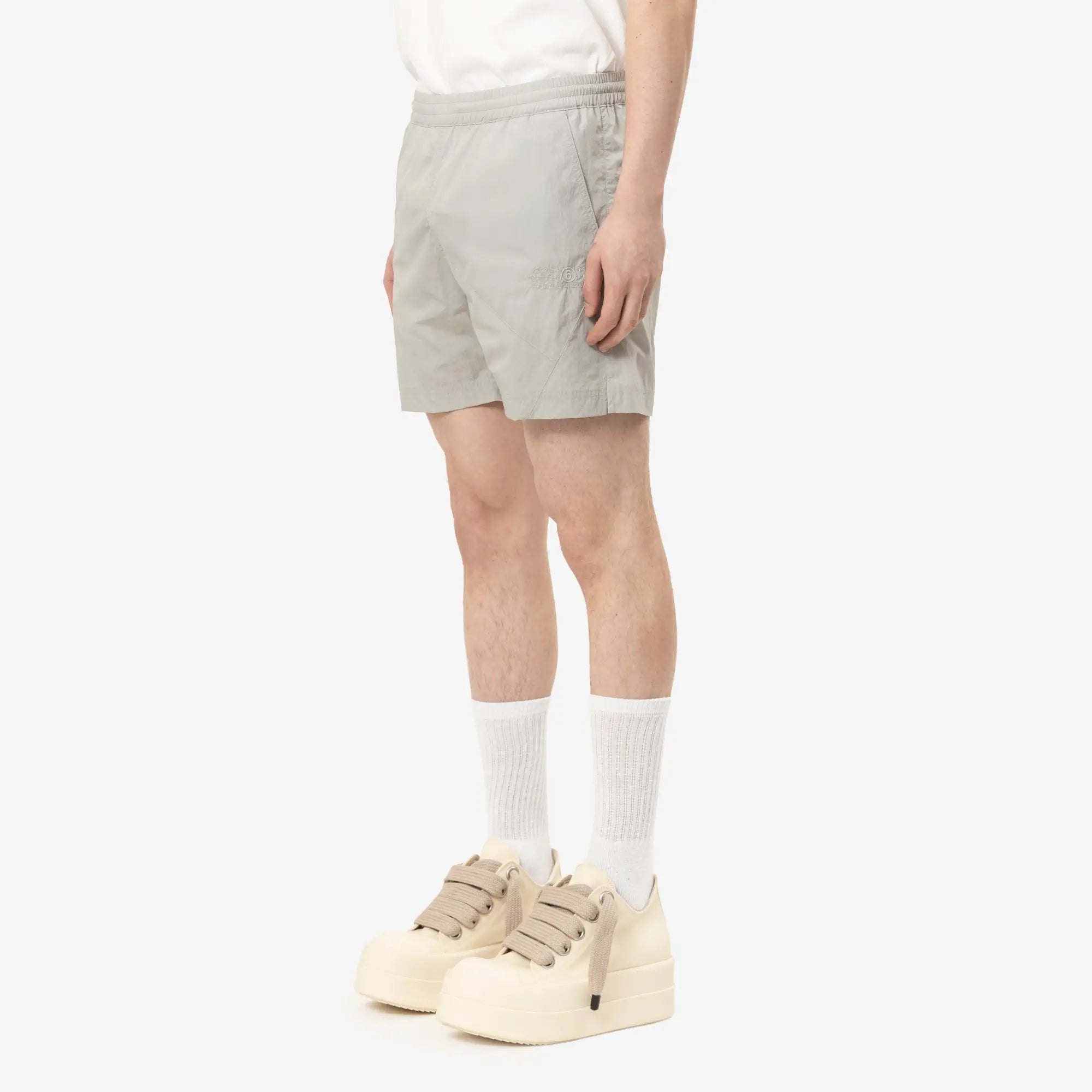 MM6 Nylon Windbreaker Shorts Sage Grey - 3