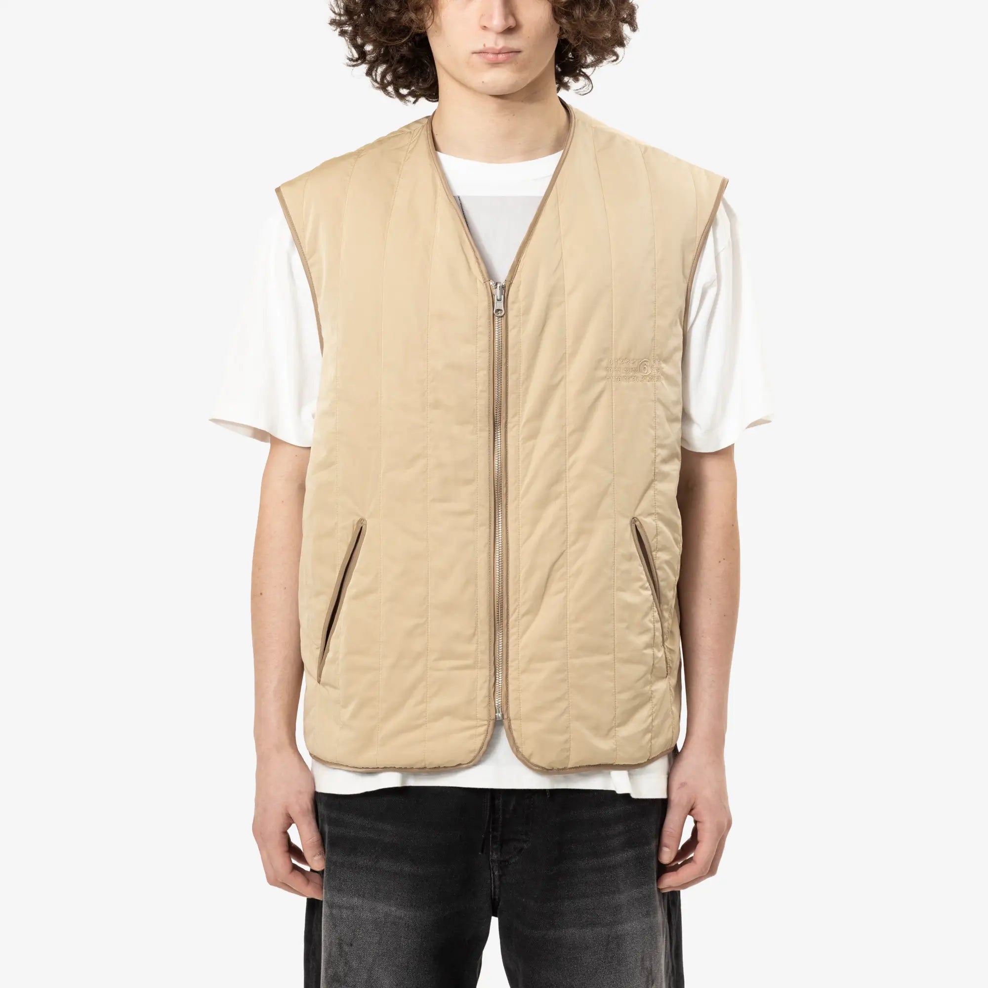 MM6 Padded Nylon Vest Sand - 1