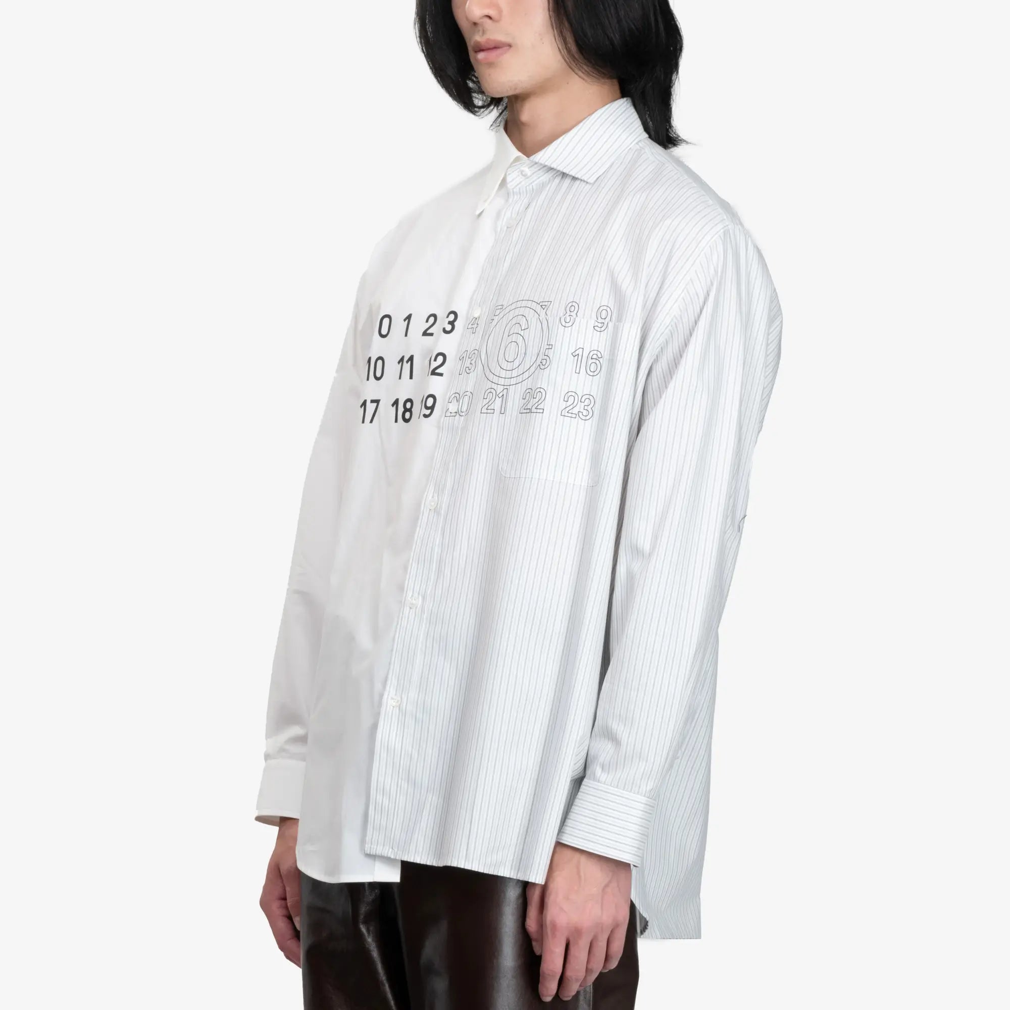 MM6 Poplin Shirt Stripes Grey White - 3