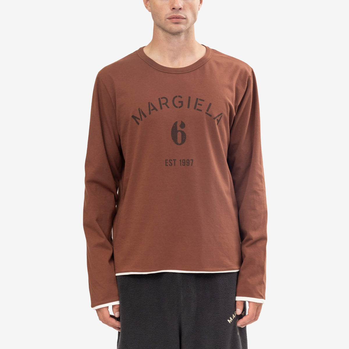 MM6 Reversible Margiela 6 Long Sleeve T-Shirt Light Brown/Ecru-7