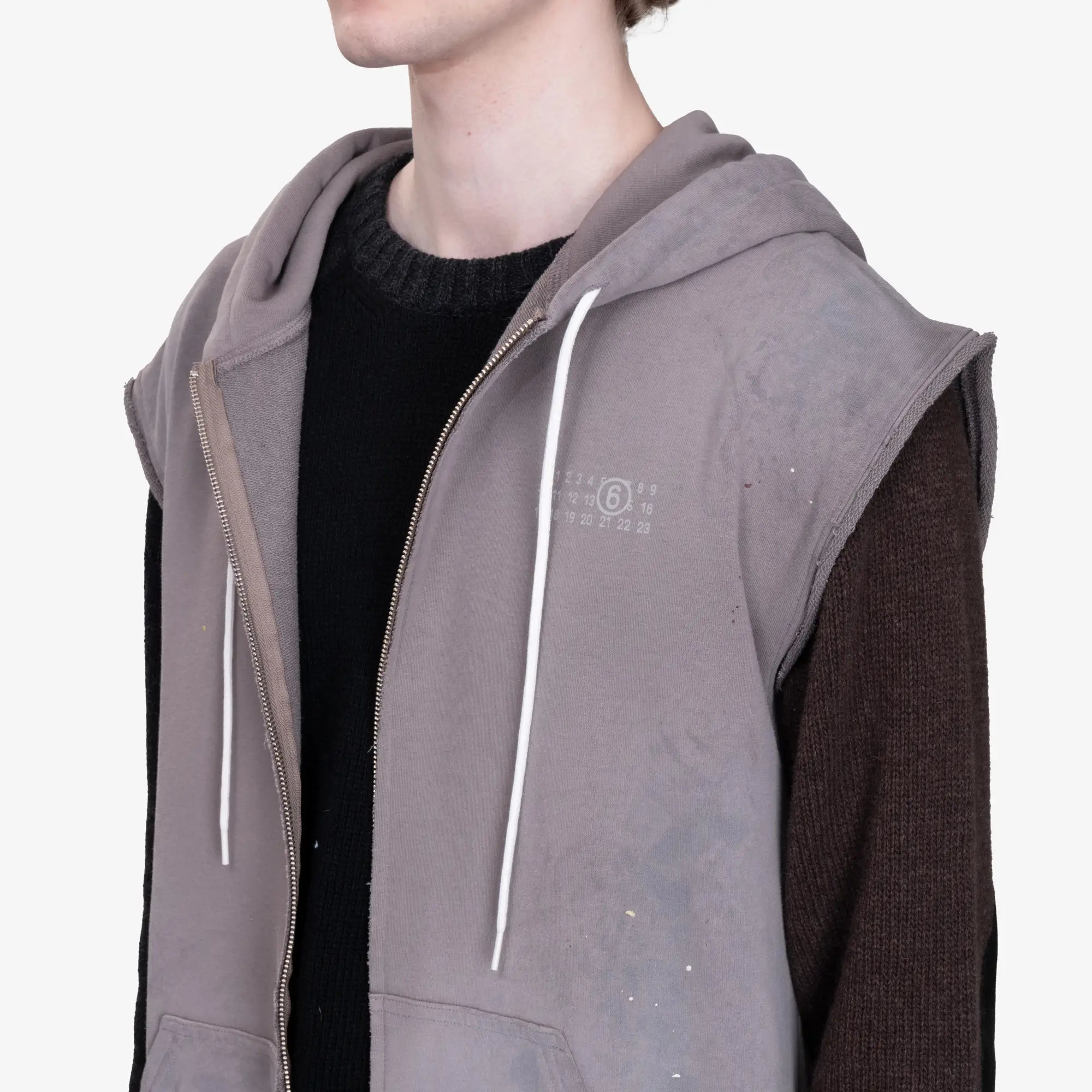 MM6 Sleeveless Zip Hoodie Taupe - 5