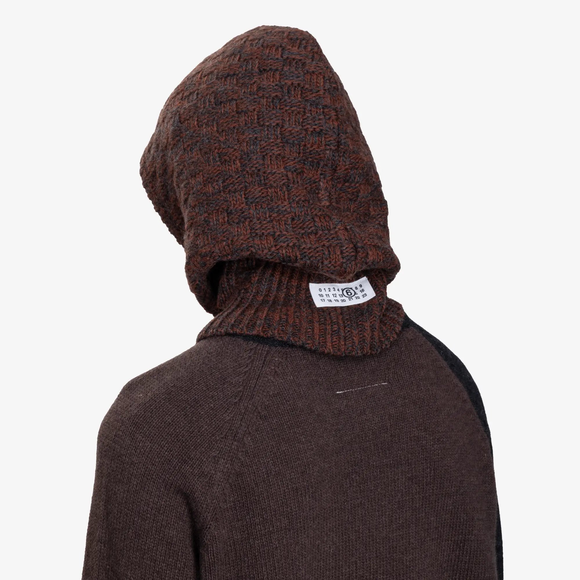 MM6 Tile Knit Hood Brown - 5