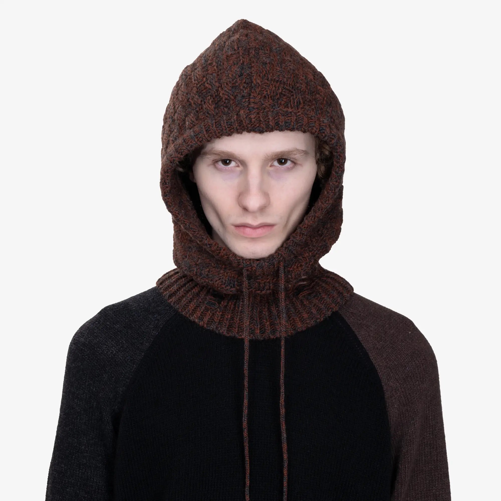 MM6 Tile Knit Hood Brown - 2