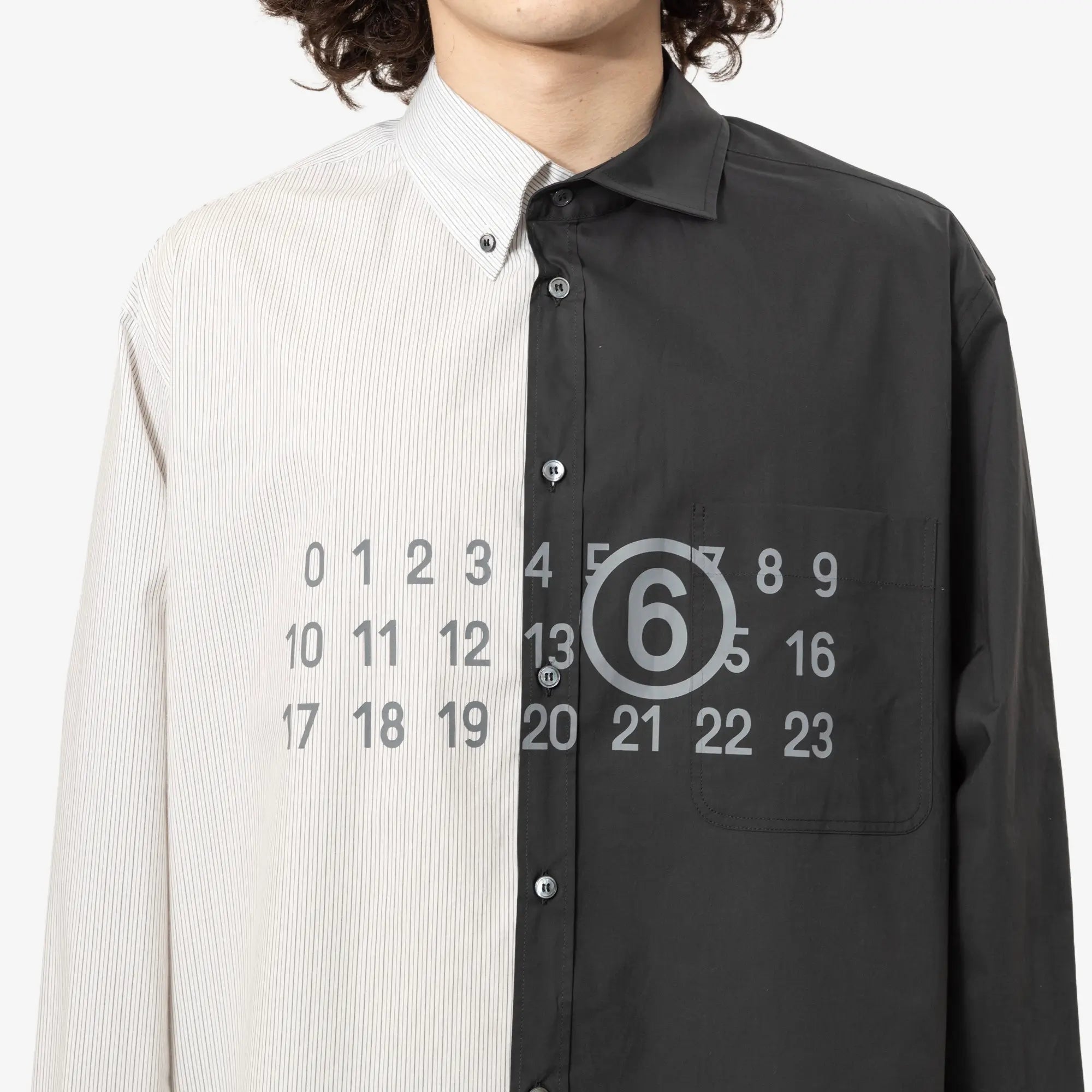 MM6 Two - Tone Cotton Poplin Shirt Black - 5