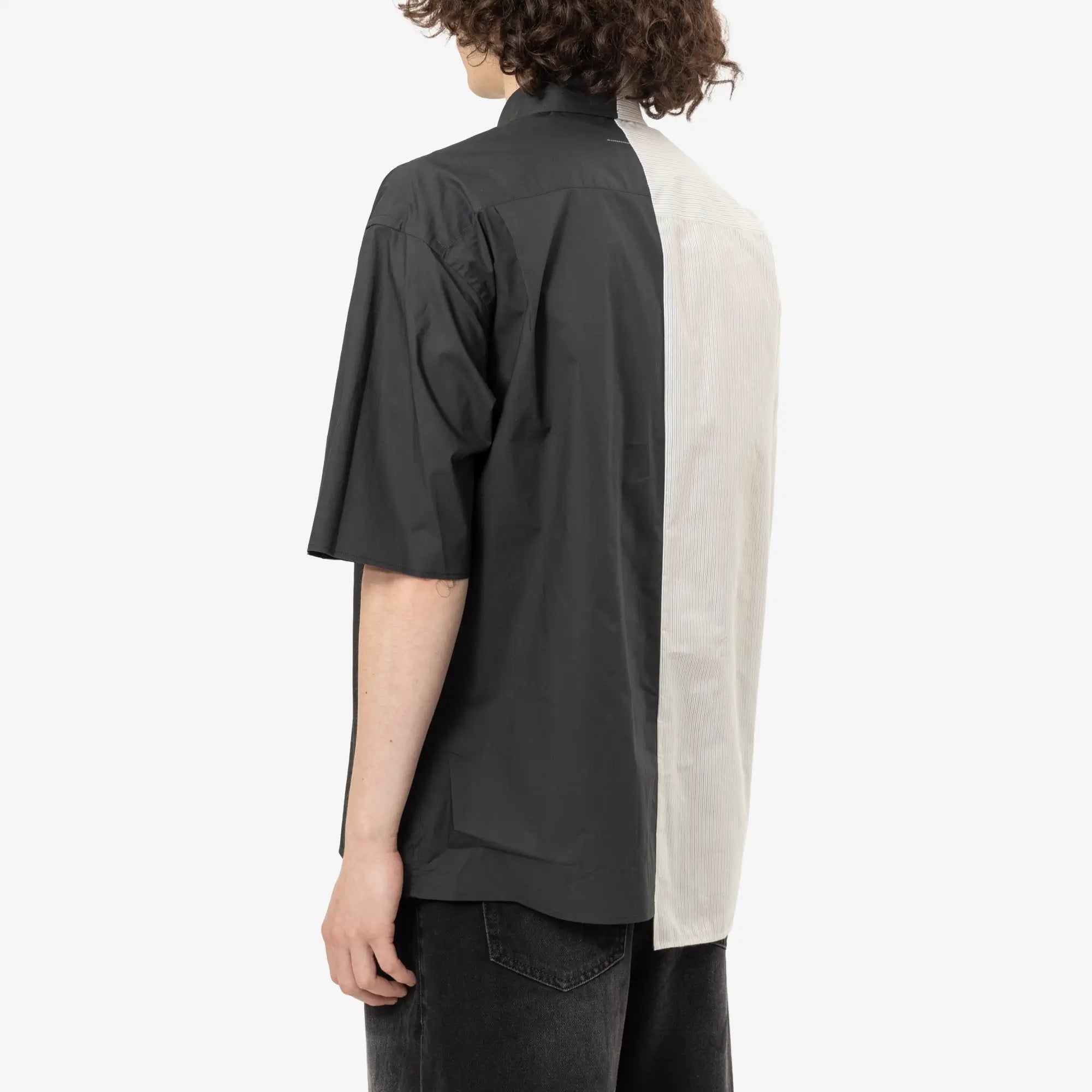 MM6 Two - Tone Cotton Poplin SS Shirt Black - 4