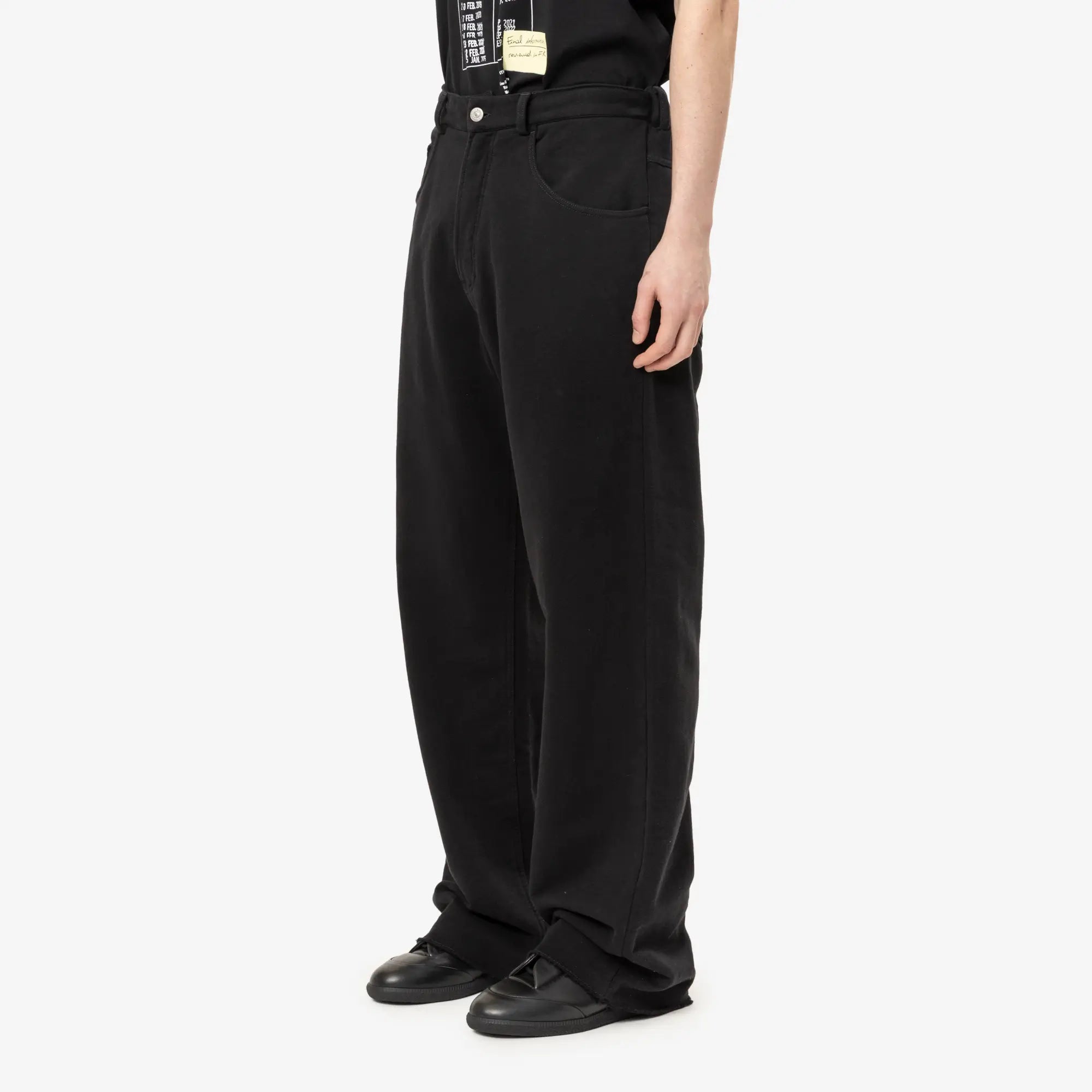MM6 Wide Leg Cotton Trousers Black - 3