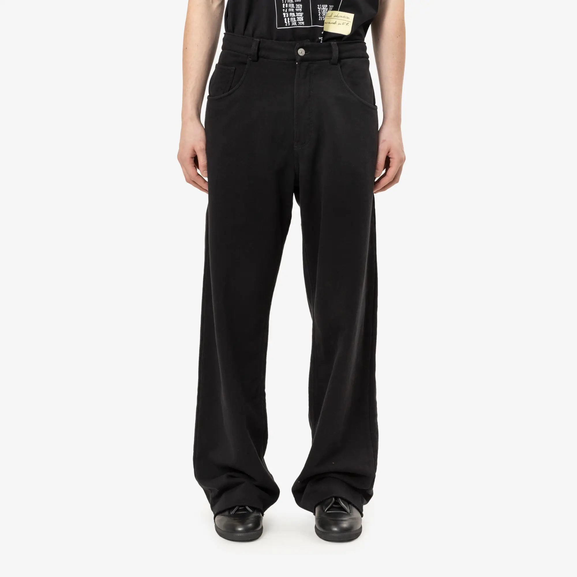 MM6 Wide Leg Cotton Trousers Black - 1