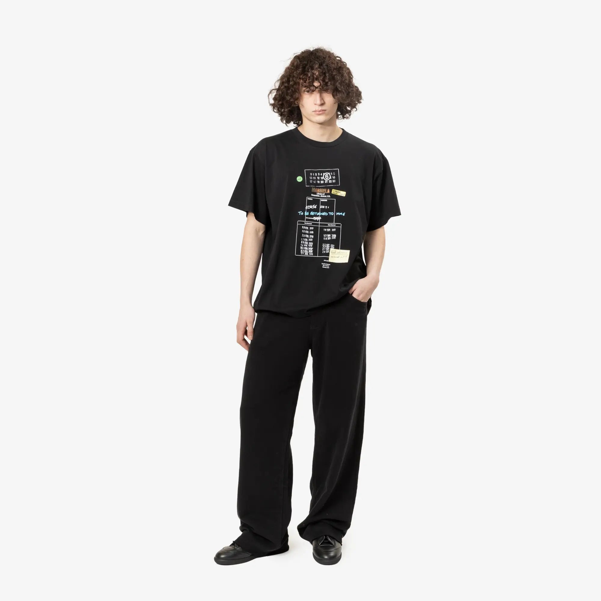MM6 Wide Leg Cotton Trousers Black - 2