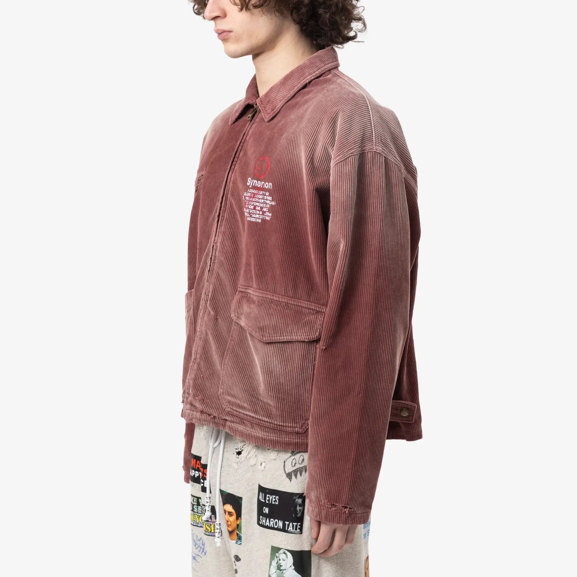 Paly Synanon Cord Work Jacket Burgundy - 3