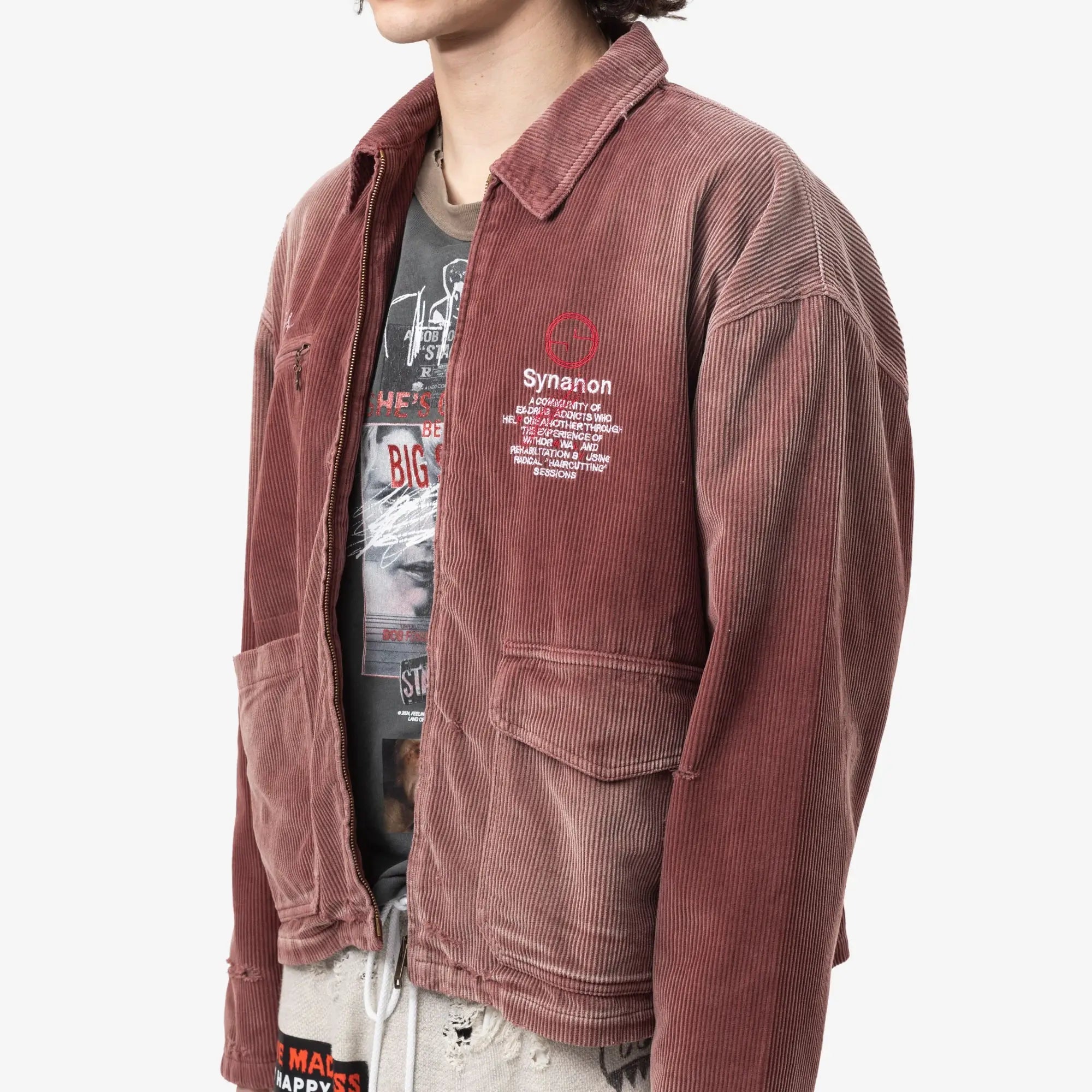 Paly Synanon Cord Work Jacket Burgundy - 5