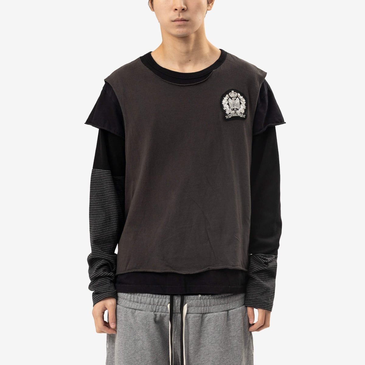 Protocol Index Layered Patch Long Sleeve T-Shirt Black-1