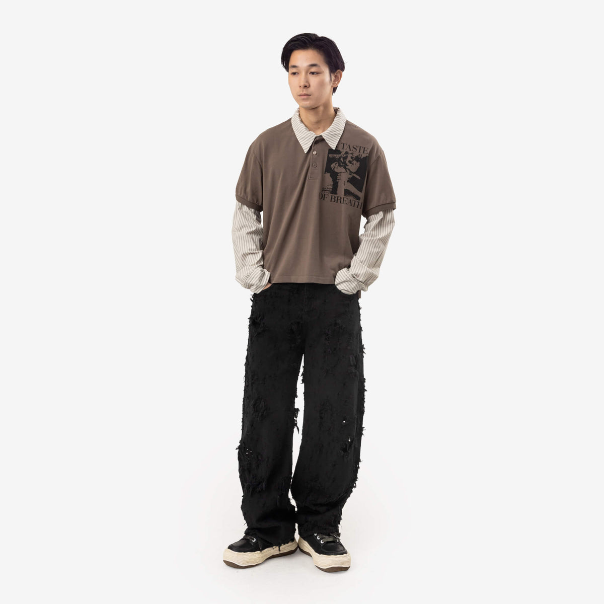 Protocol Index Layered Polo Shirt Taupe-2