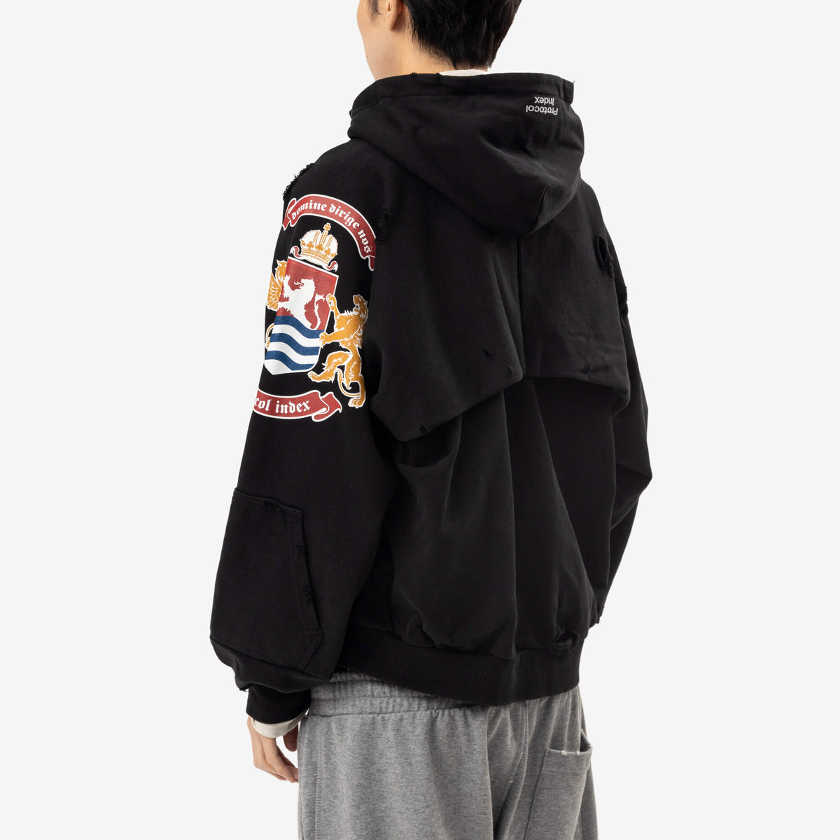 Protocol Index London Reconstructed Folded Zip Hoody Black-4