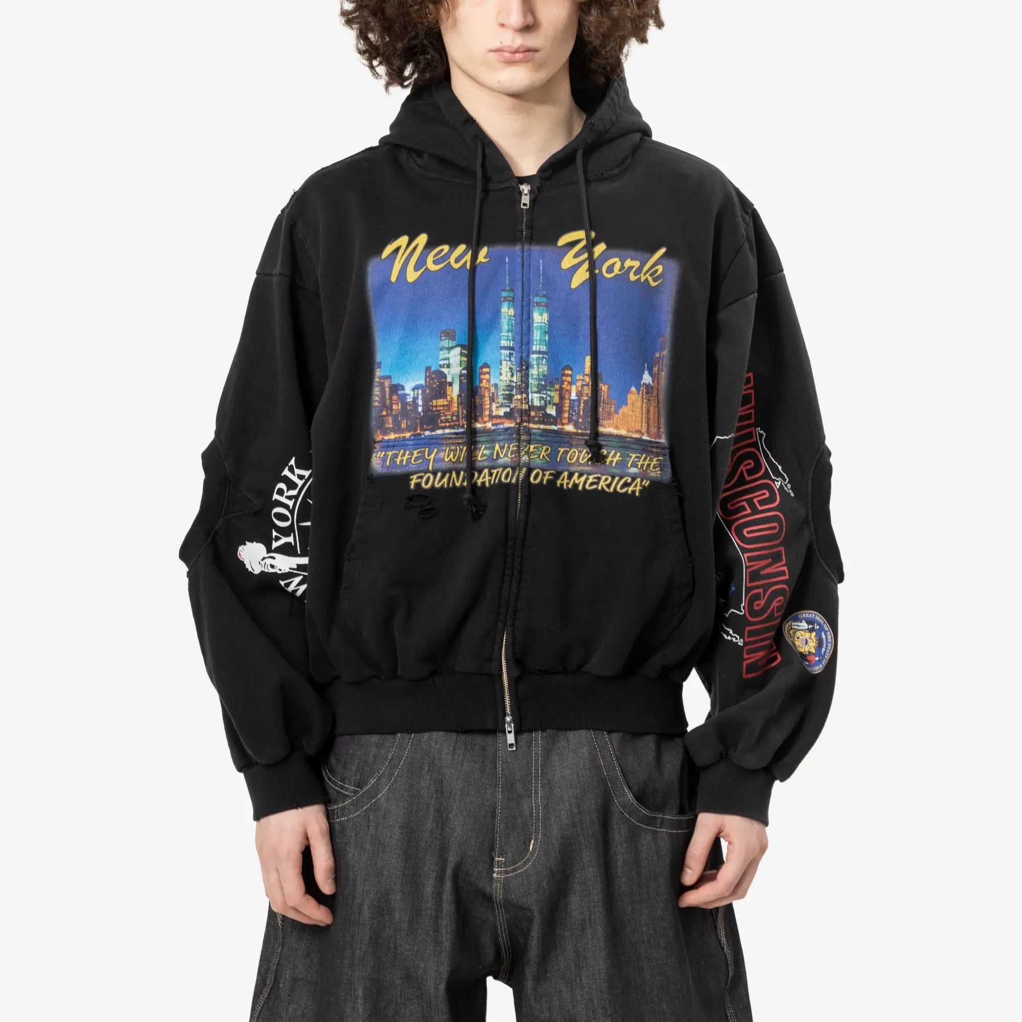 Protocol Index Reconstructed Sweatshirts Zip Hoody Black - 1