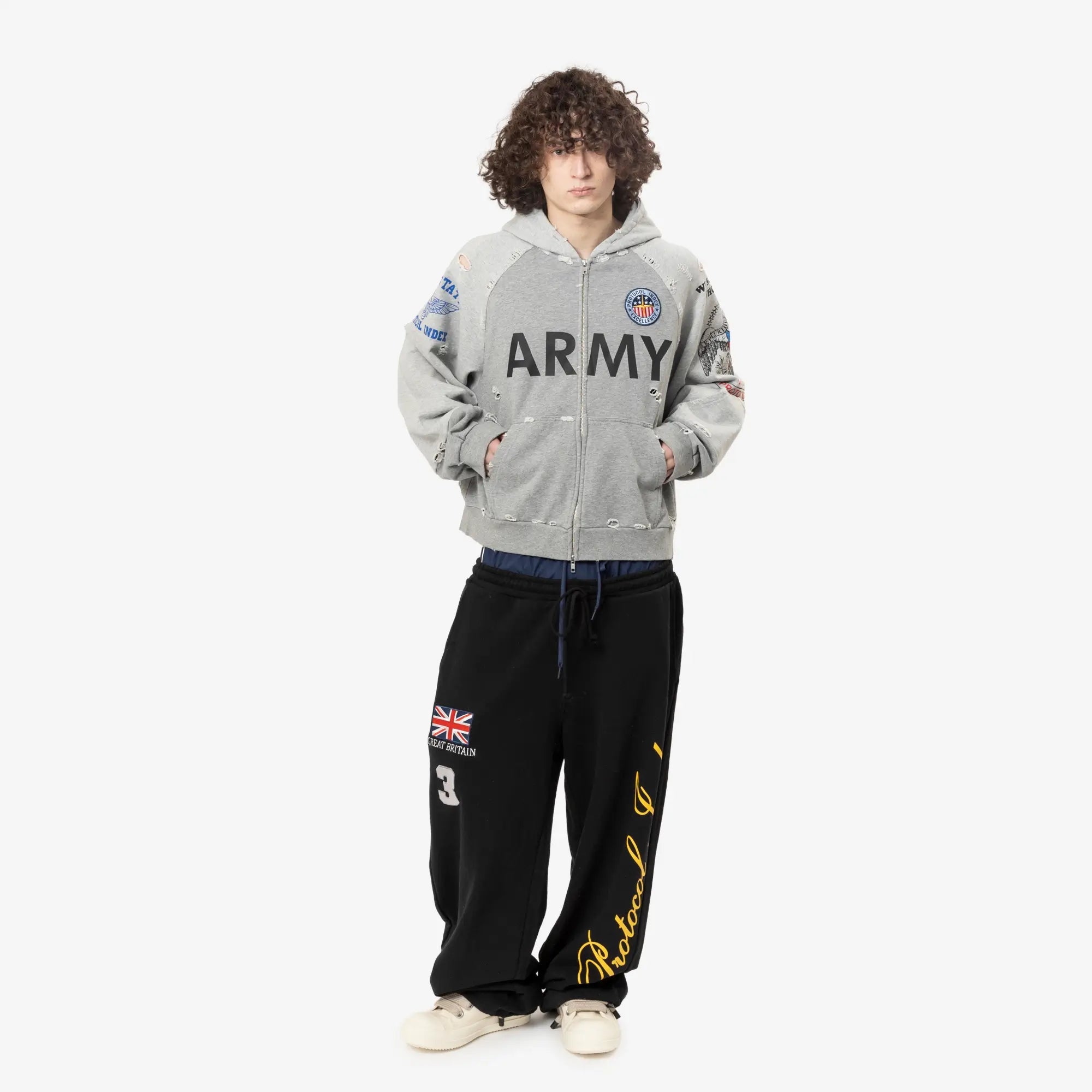 Protocol Index Reconstructed Zip Hoody Melange Grey - 2