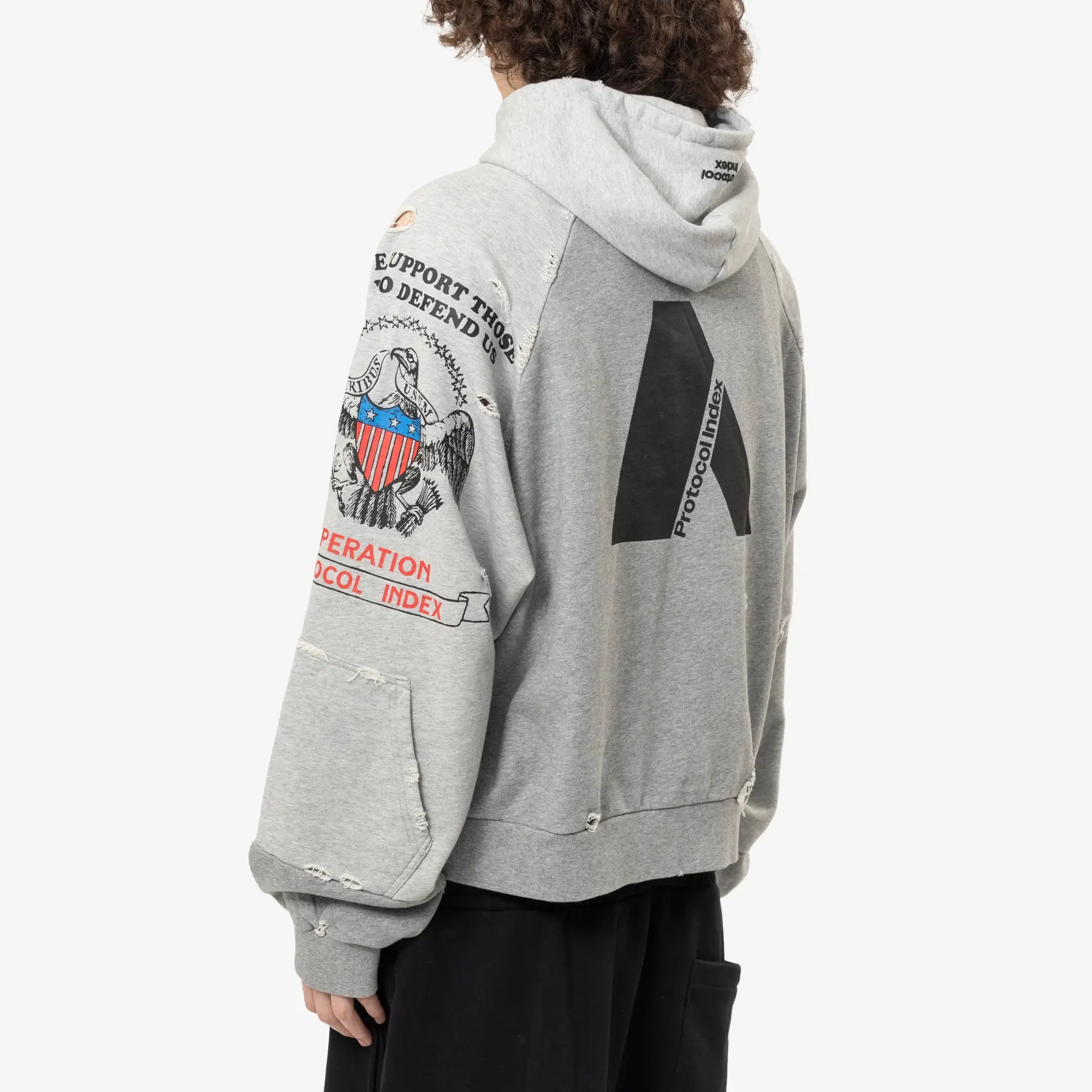 Protocol Index Reconstructed Zip Hoody Melange Grey - 4