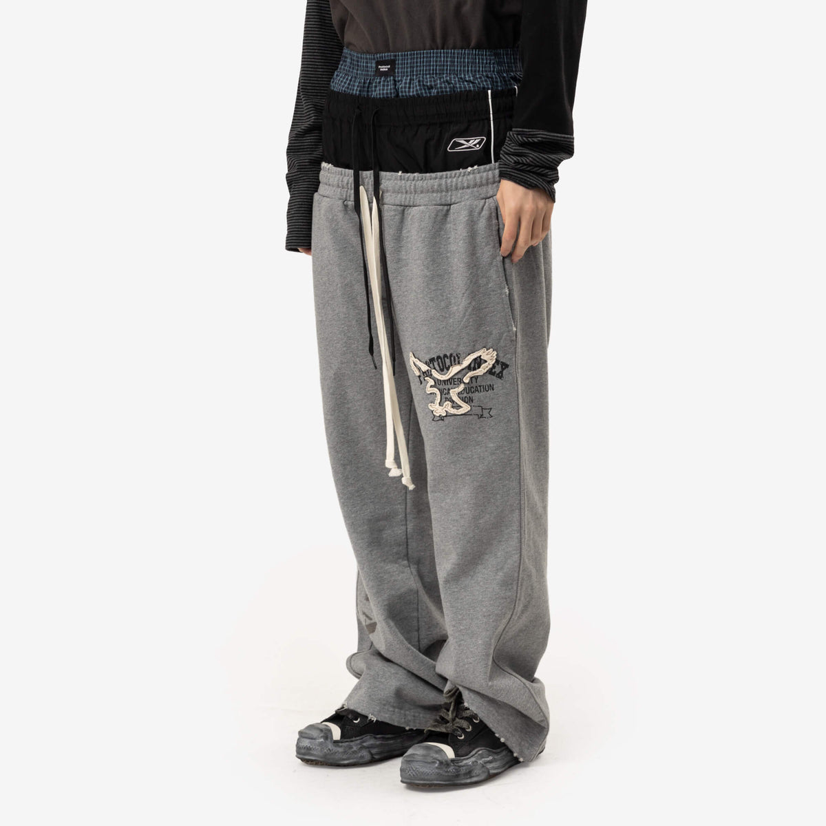 Protocol Index Retro 3 Layered Sweatpants Melange Grey-3