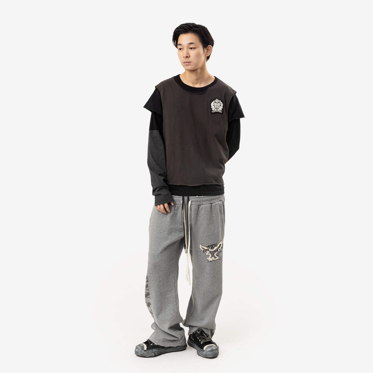 Protocol Index Retro 3 Layered Sweatpants Melange Grey-2