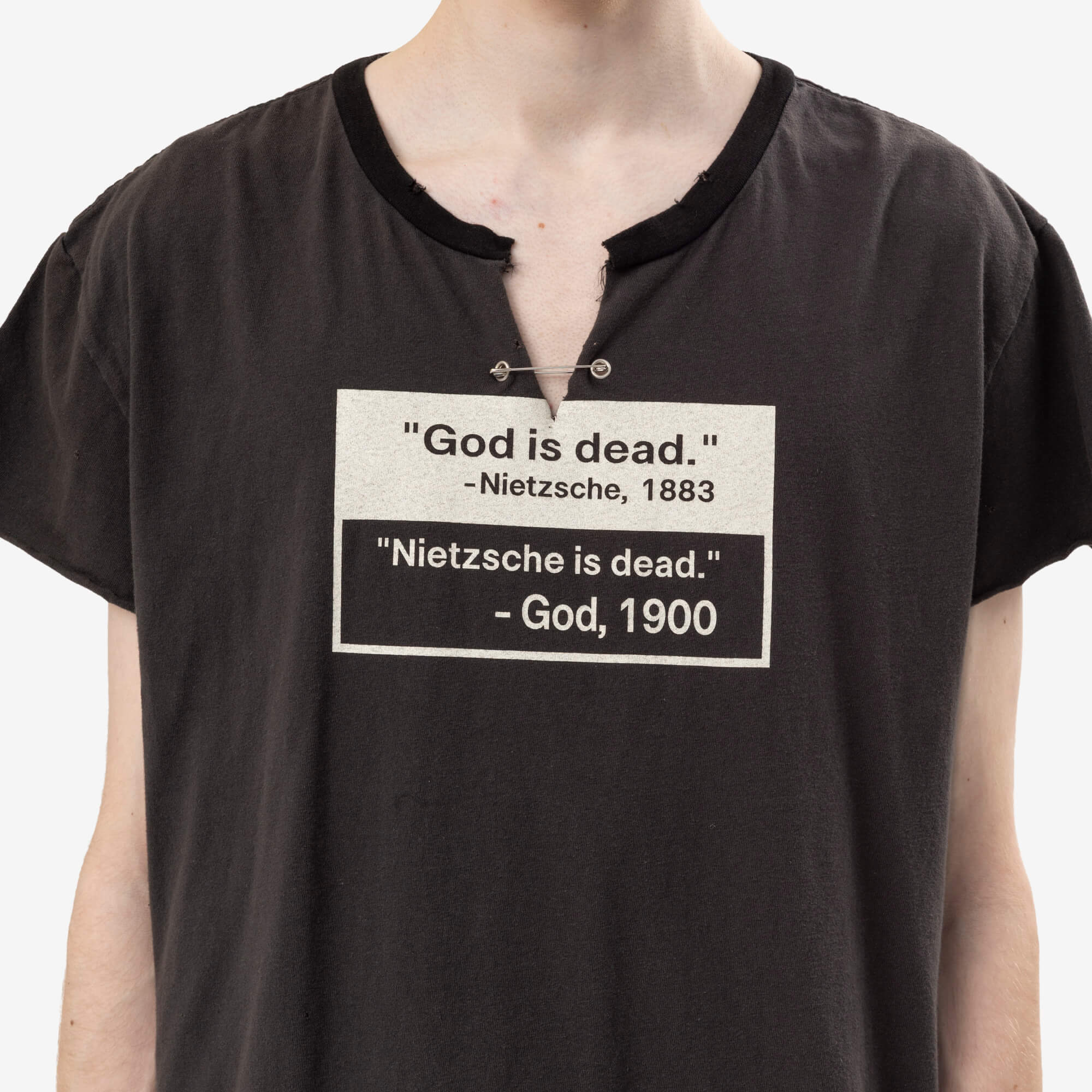 Protocol Index Safety Pin Cut-Up Sleeve T-Shirt Black-4
