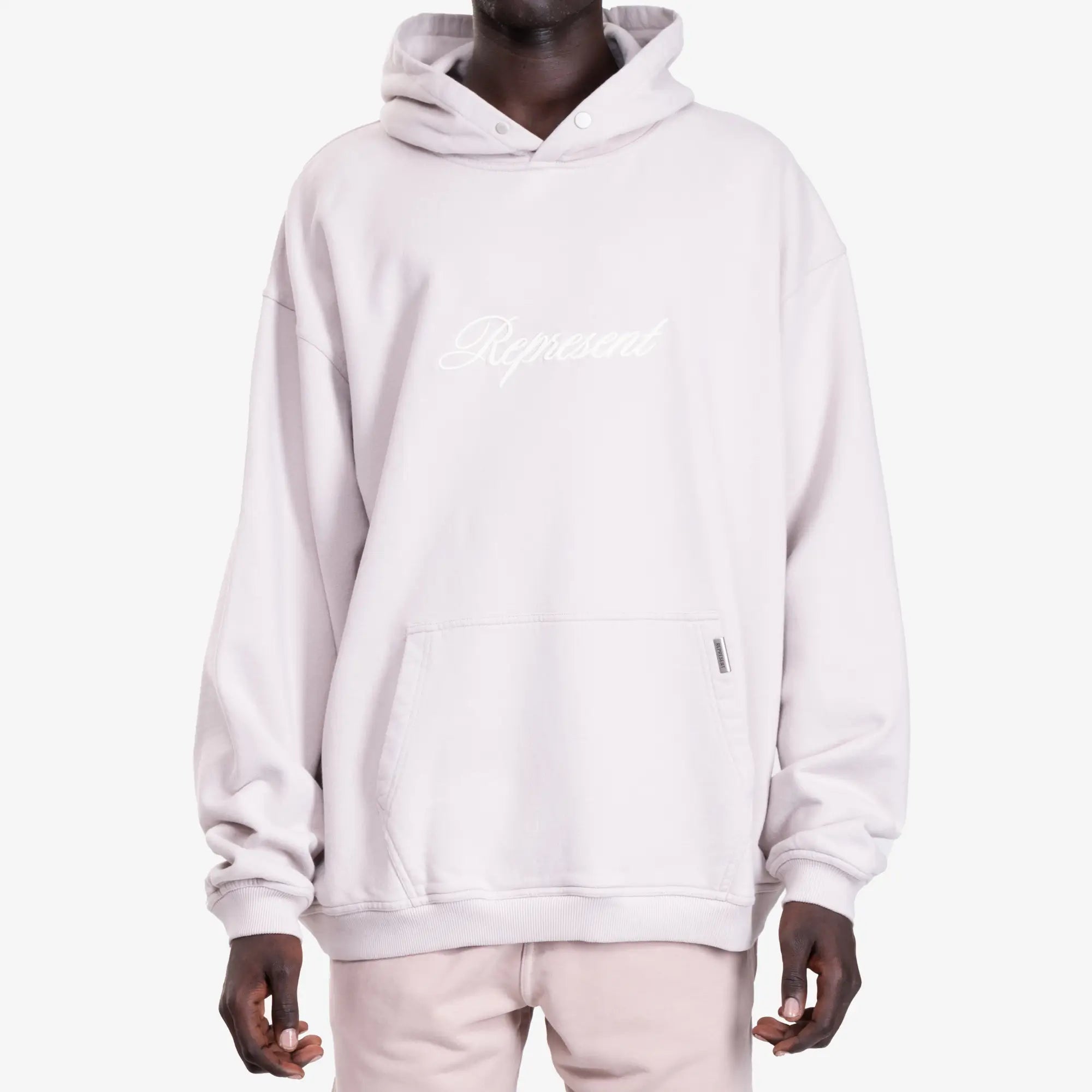 Represent Script Logo Hoody Concrete - 1
