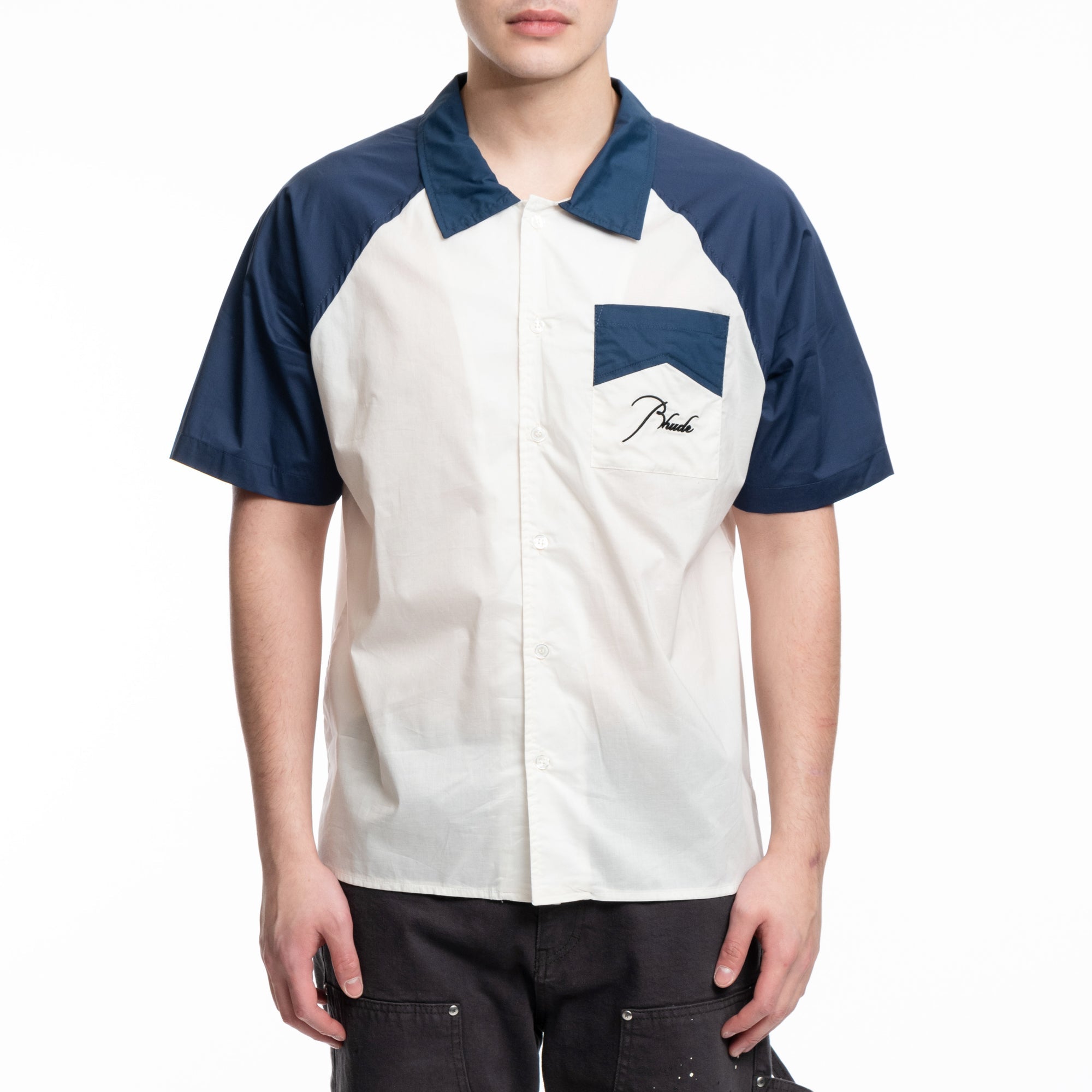 Rhude Raglan Poplin Shirt Navy - 1