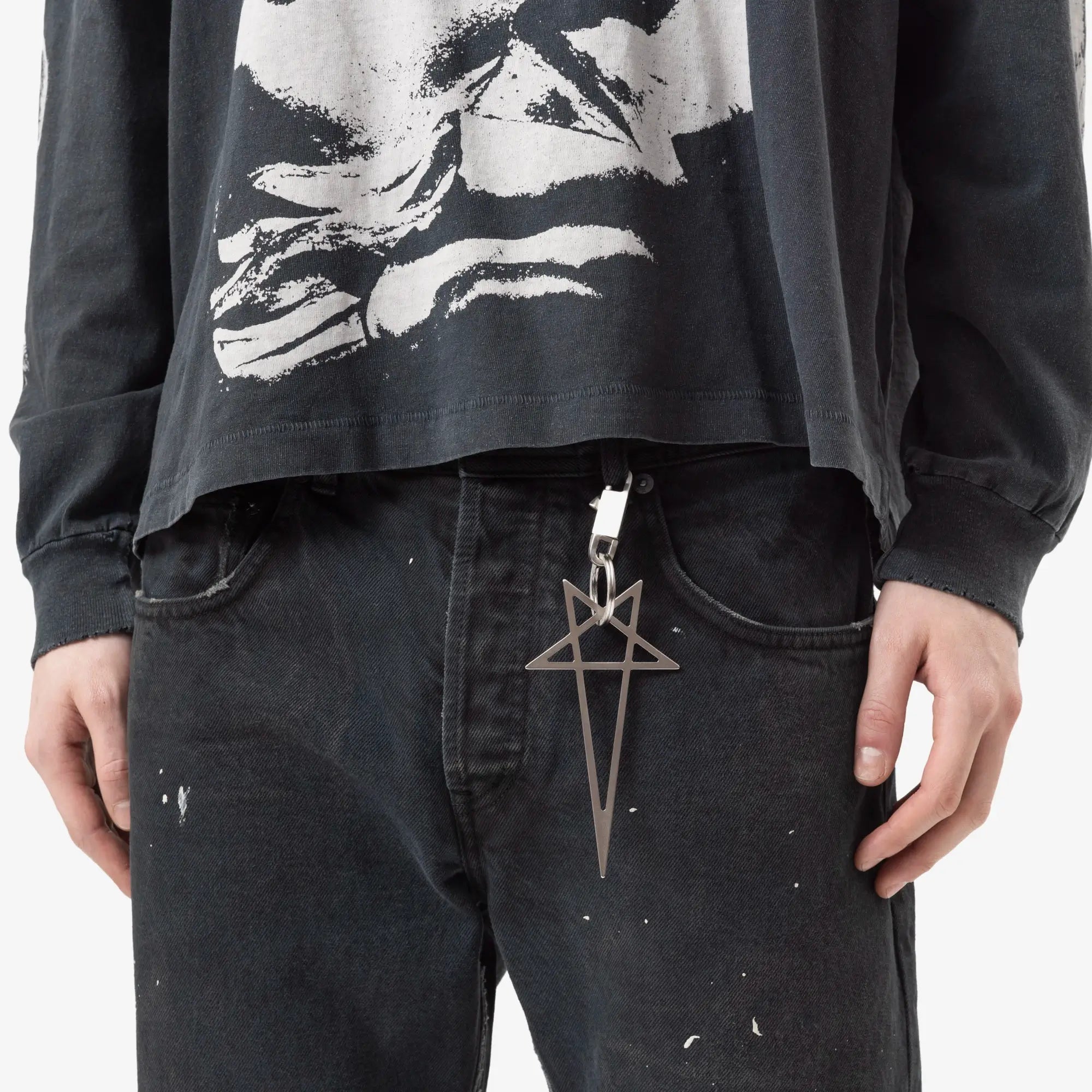 Rick Owens Big Pentagram Keychain Palladium - 2