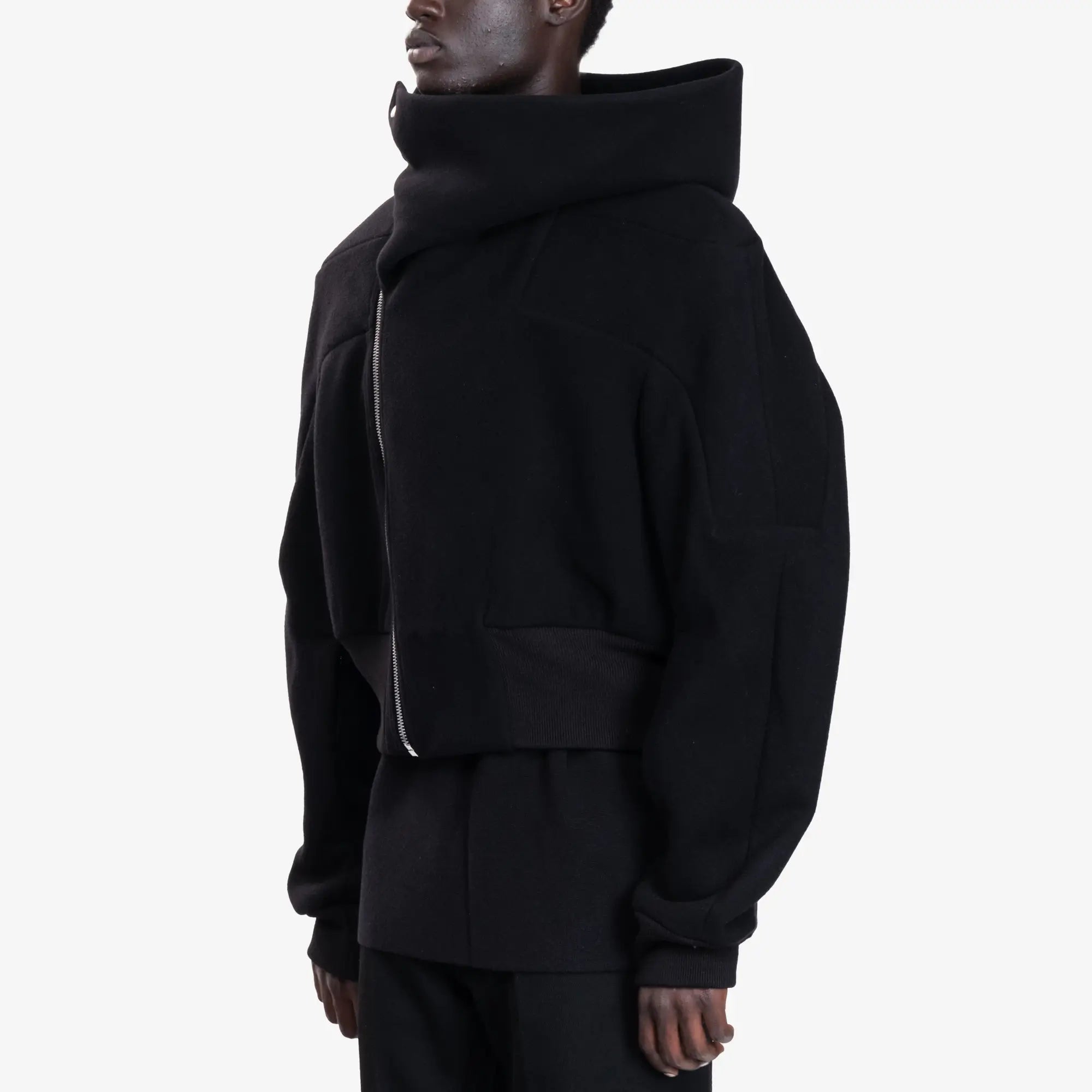 Rick Owens Cropped Hooded Flight Bomber Black - 3