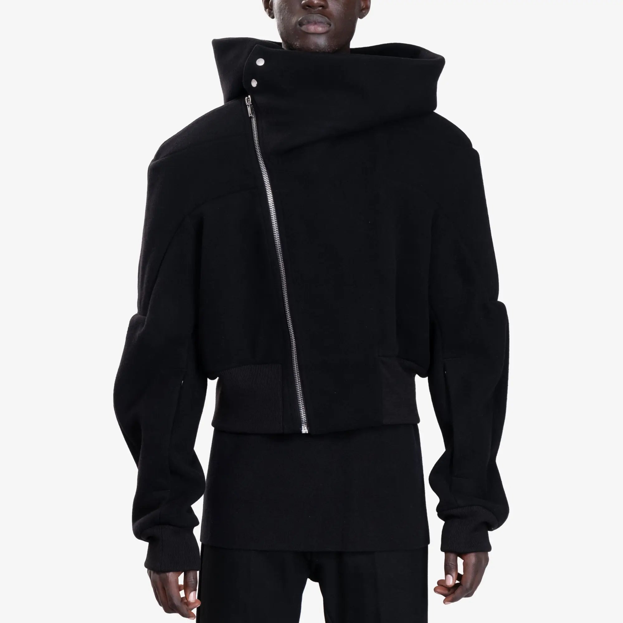 Rick Owens Cropped Hooded Flight Bomber Black - 1