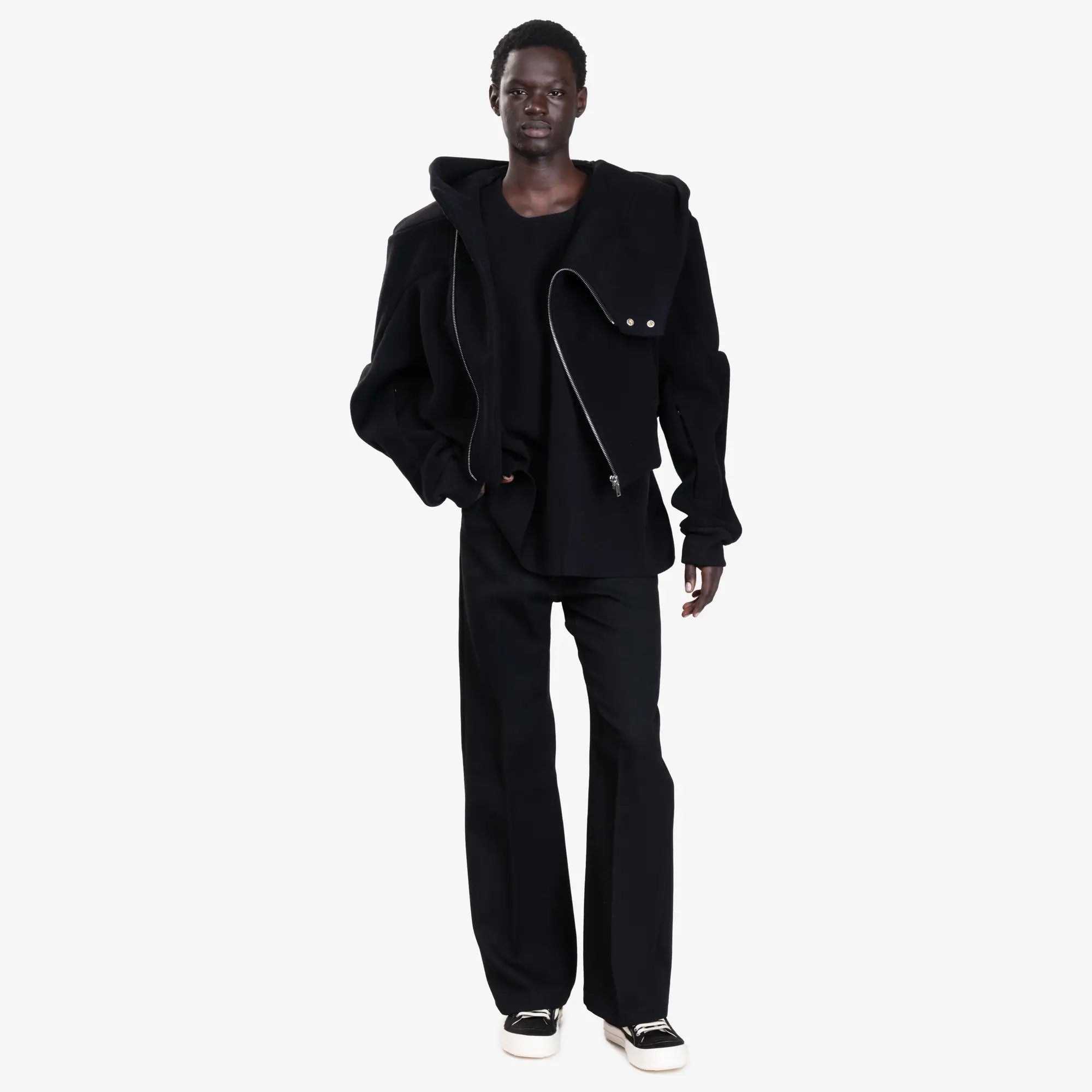 Rick Owens Cropped Hooded Flight Bomber Black - 2