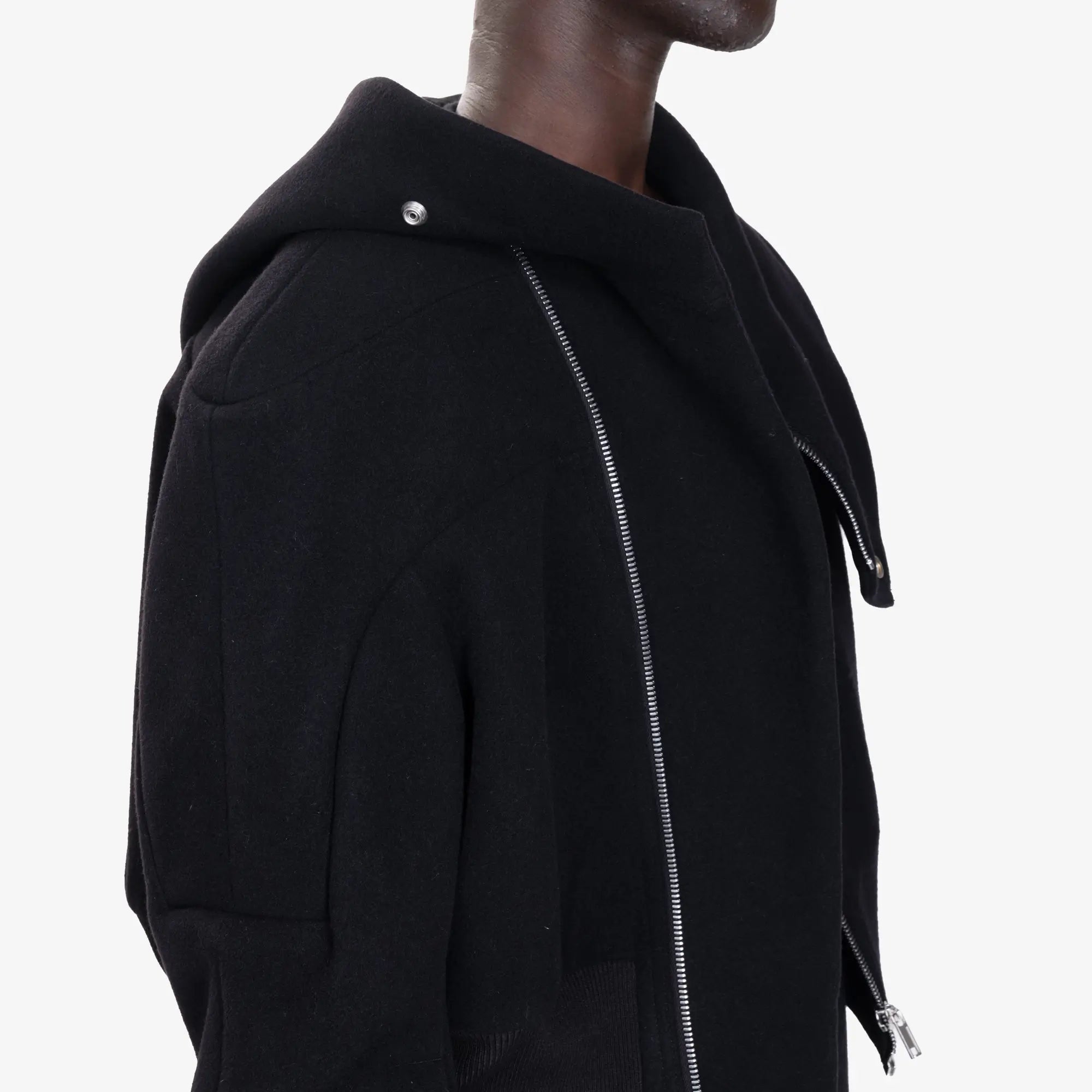 Rick Owens Cropped Hooded Flight Bomber Black - 6