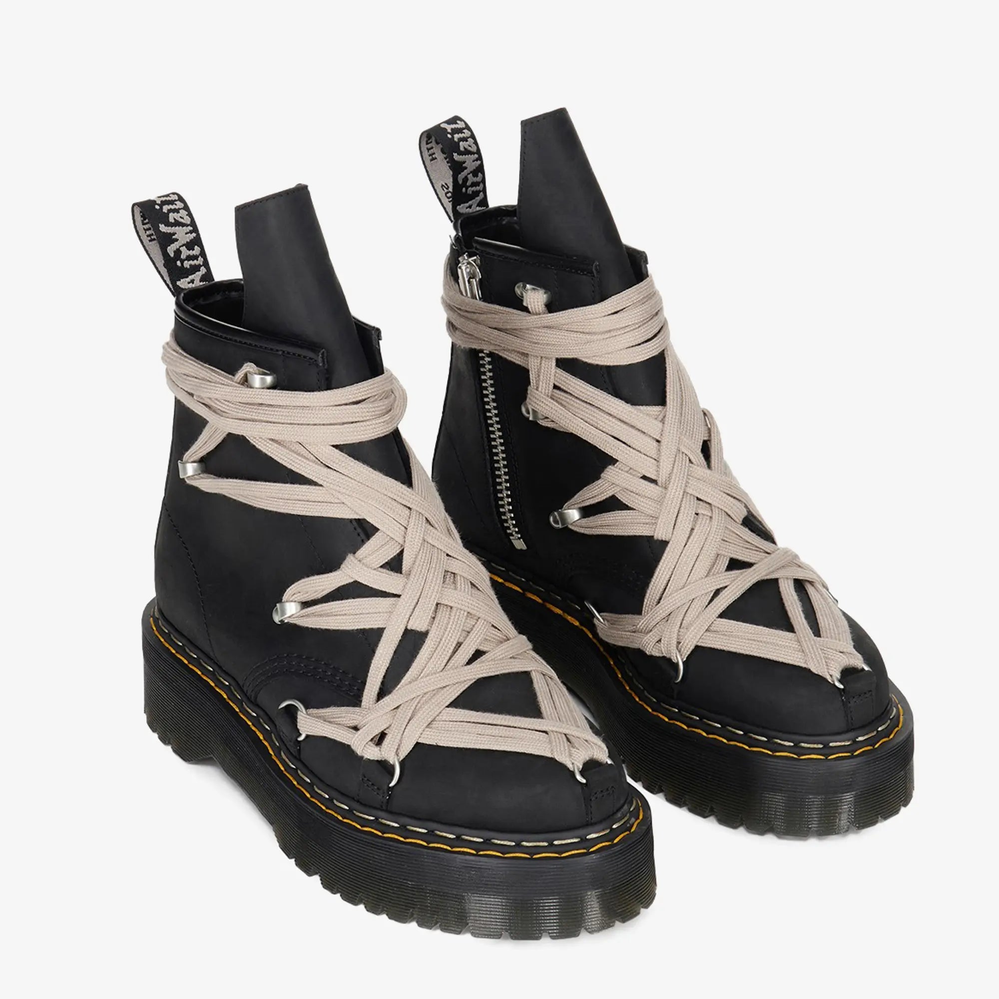 Rick Owens Dr. Martens 1460 Quad Sole Megalace Boots Black - 1